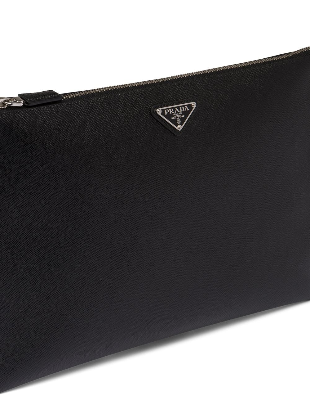 Pra*a logo plaque saffiano pouch