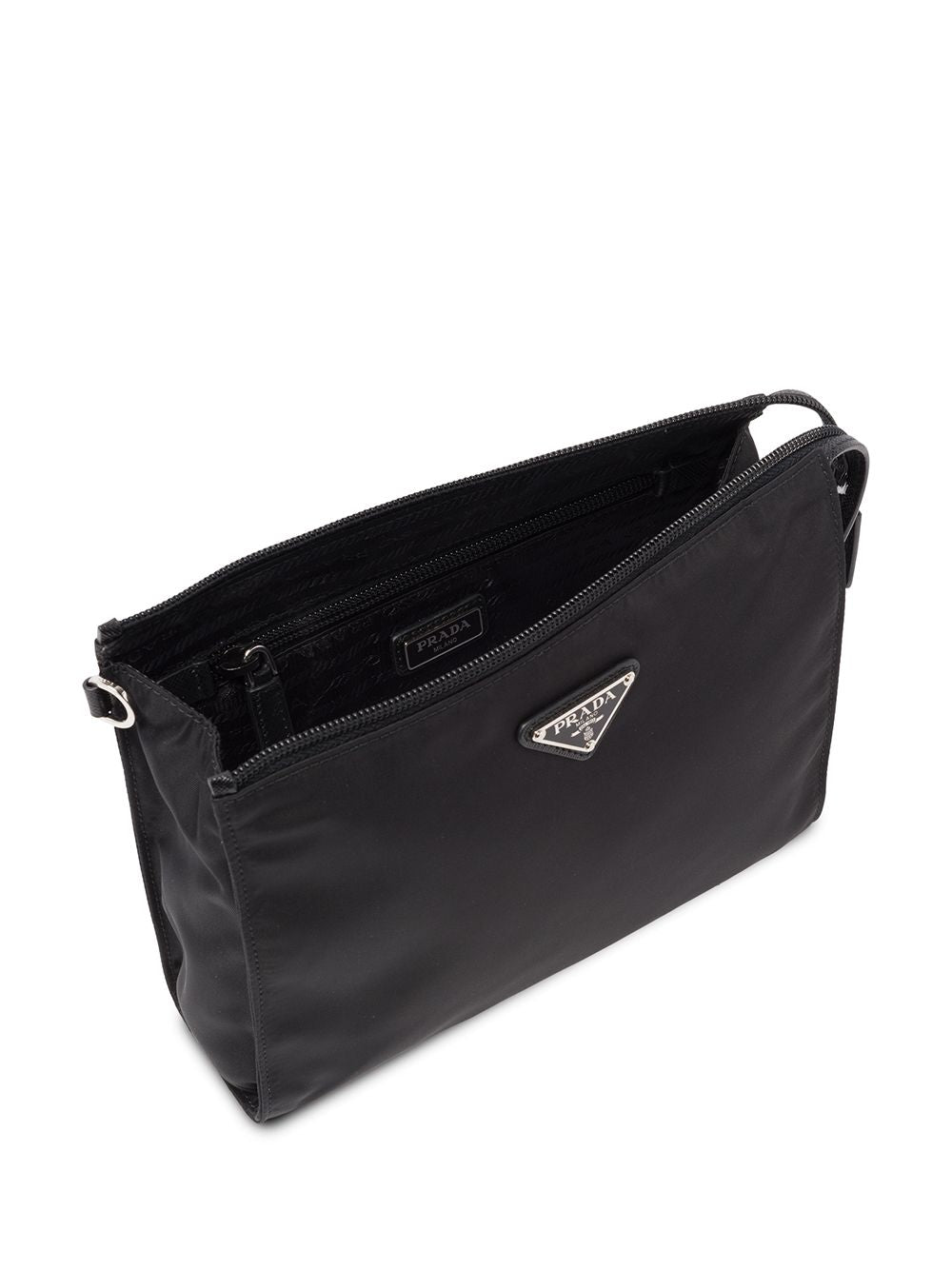 Pra*a re-nylon and saffiano leather pouch