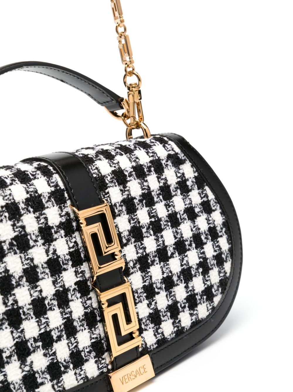 Versace Greca Goddess tweed shoulder bag