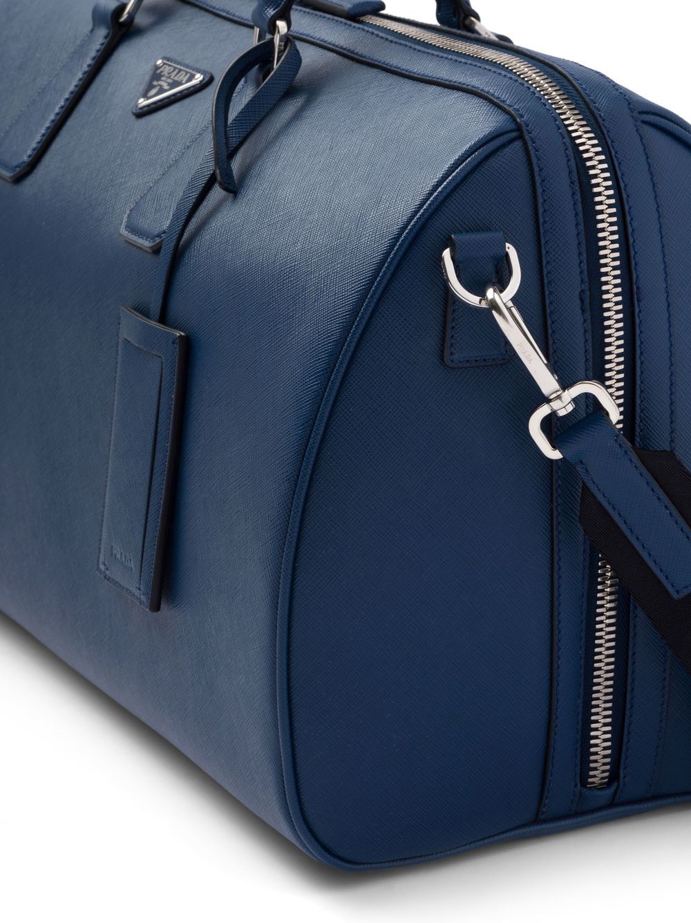 Pra*a leather logo-patch travel bag