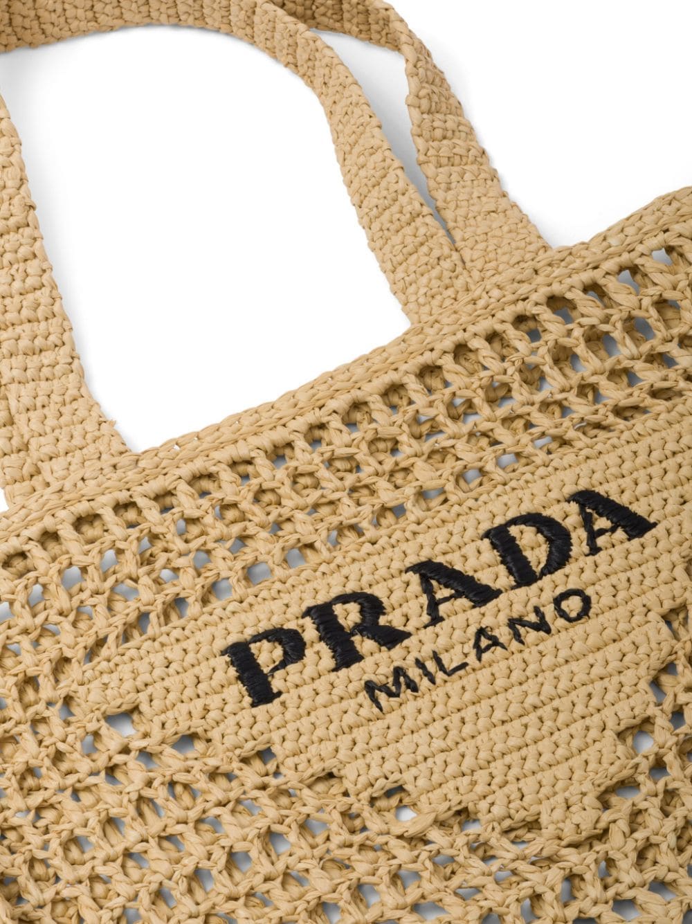 Pra*a woven-logo raffia tote bag