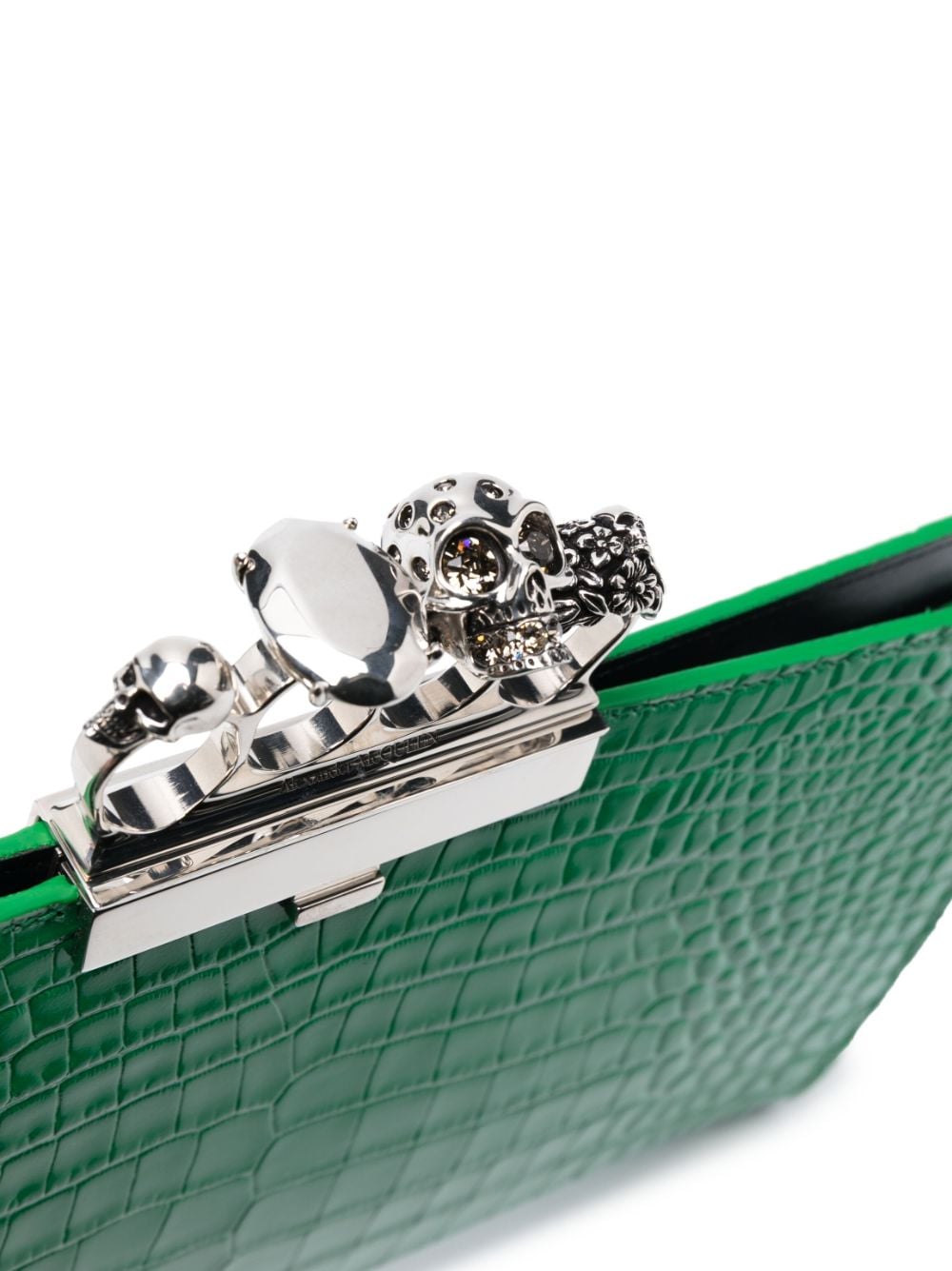 Alexander McQueen Jewelled crocodile-embossed clutch bag