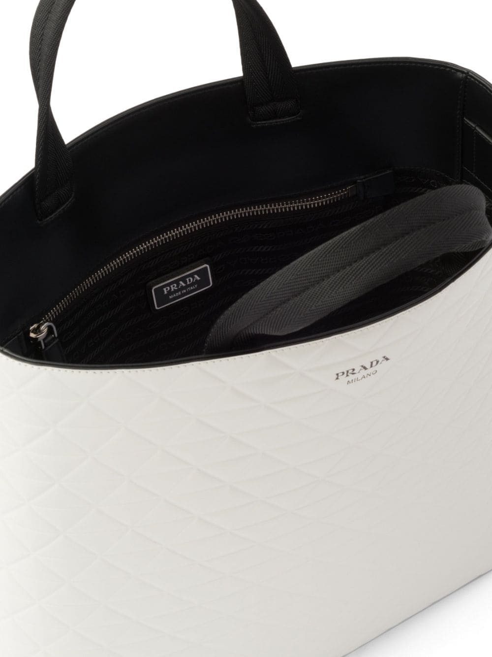 Pra*a embossed-triangles leather tote bag