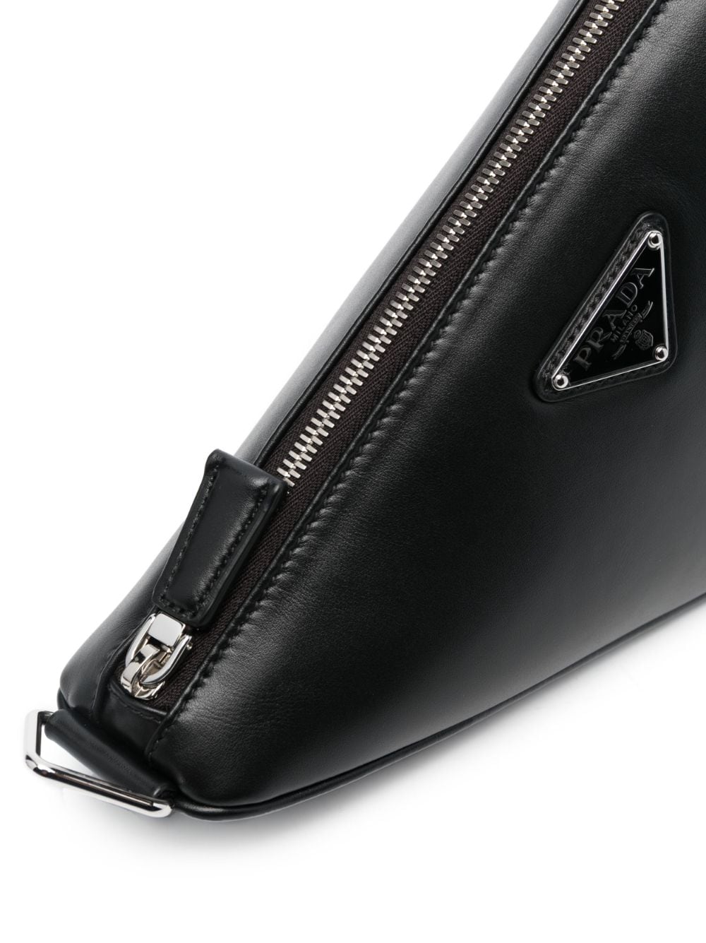 Pra*a triangle logo plaque crossbody bag