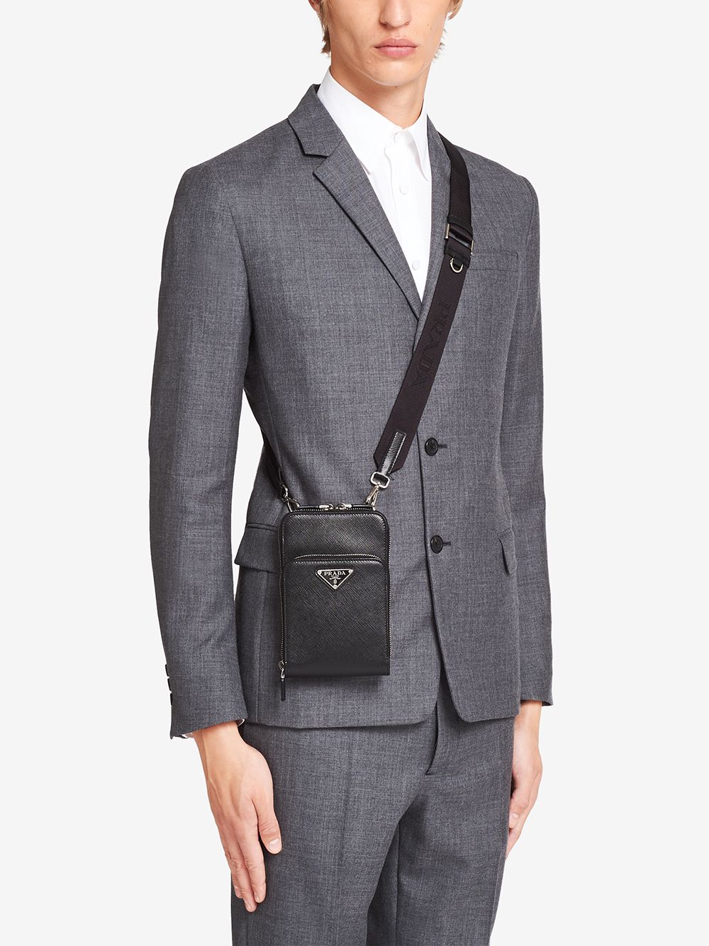 Pra*a triangle logo mini bag