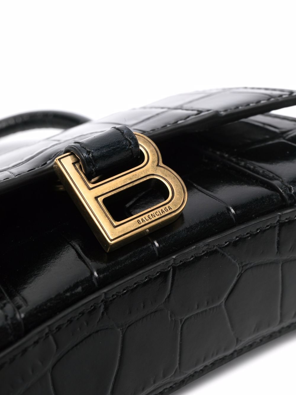 Ba*len*cia*ga hourglass crocodile-effect tote