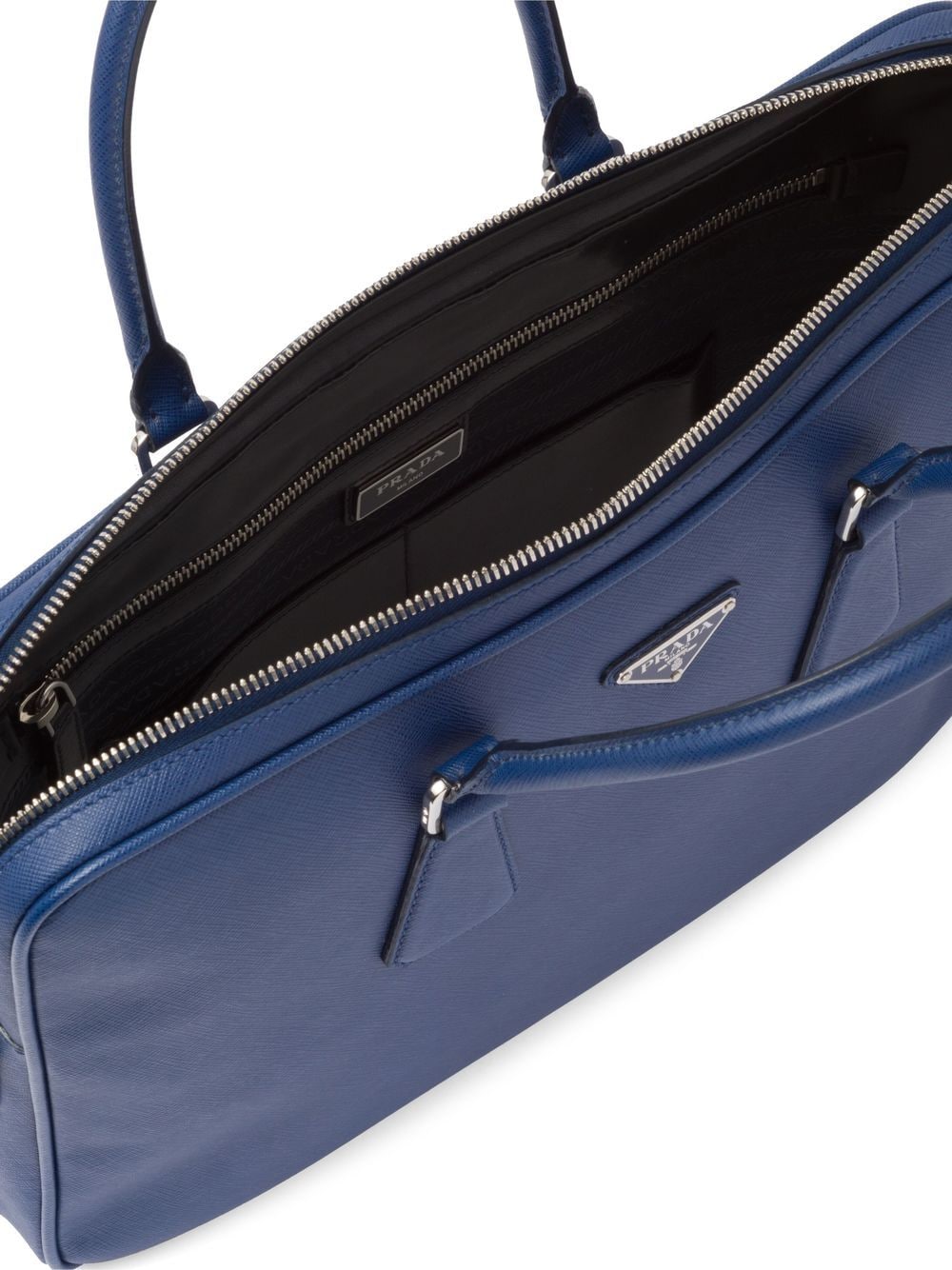 Pra*a triangle-logo saffiano leather briefcase