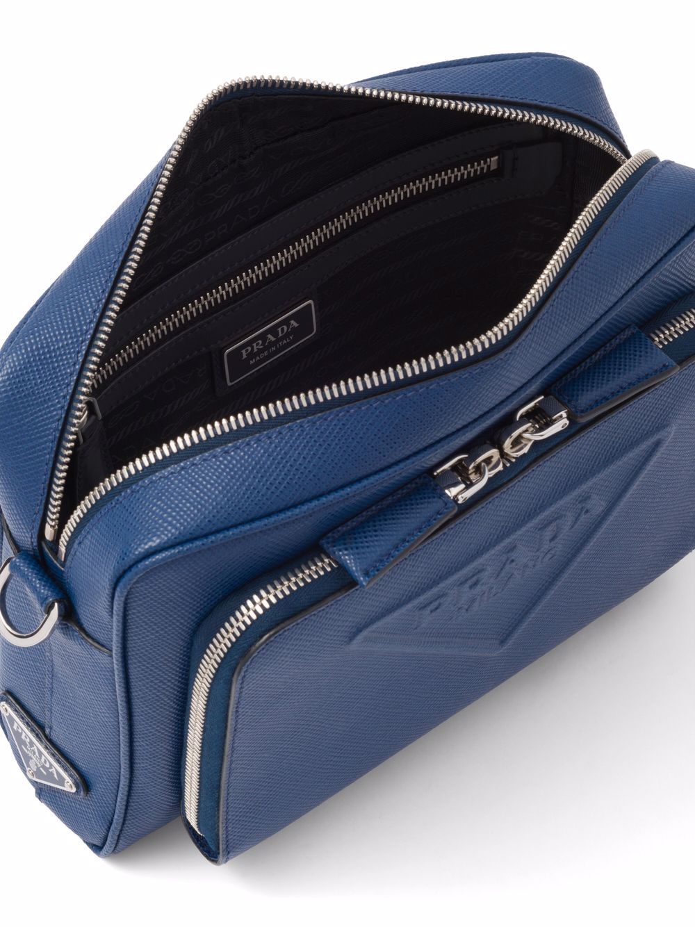 Pra*a logo-embossed saffiano leather bag