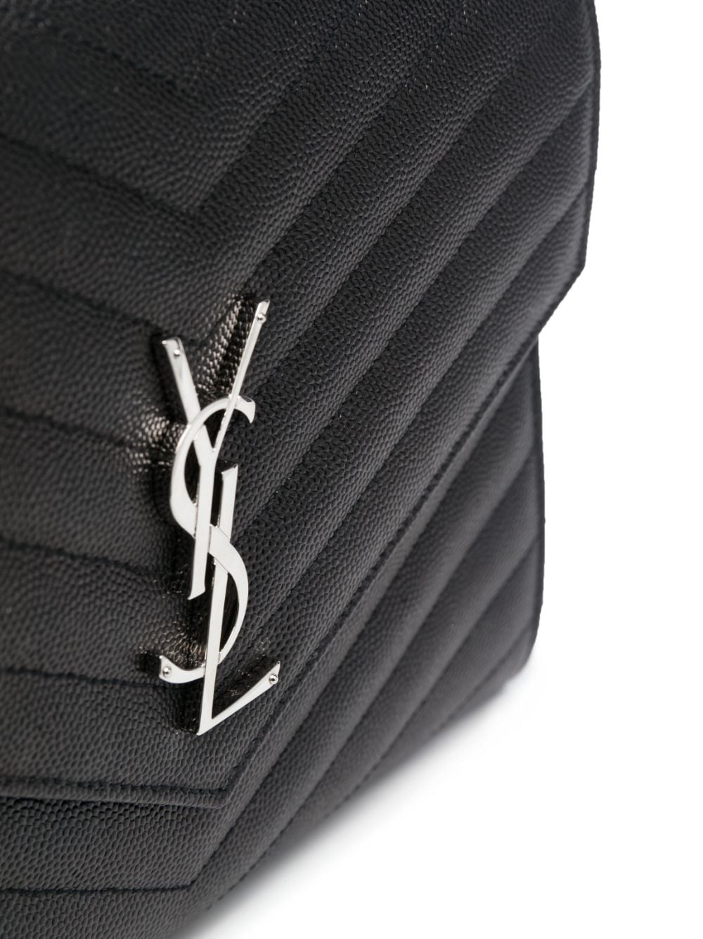 Saint Laurent logo-plaque chevron-quilt clutch bag