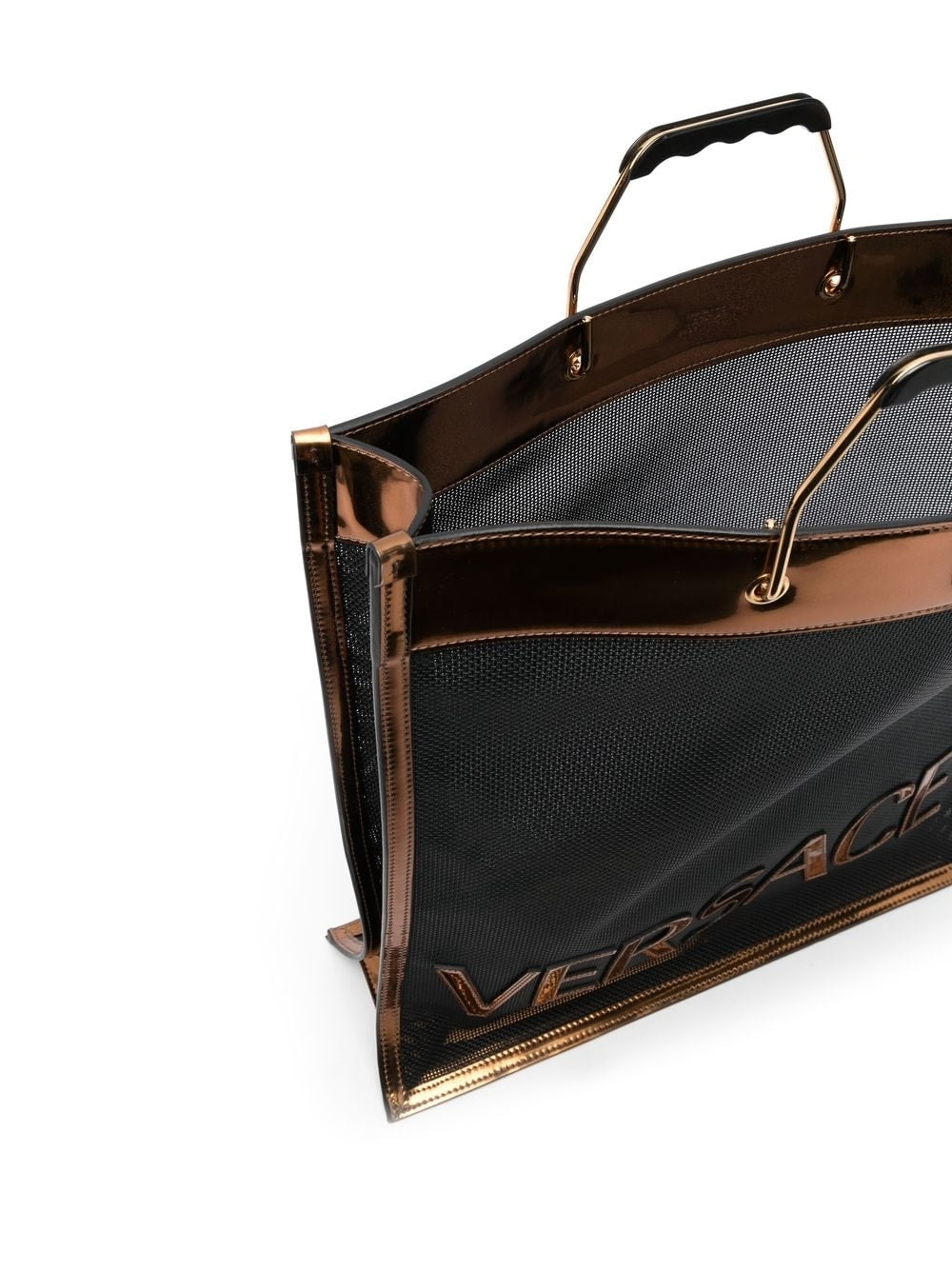 Versace logo-patch sheer tote