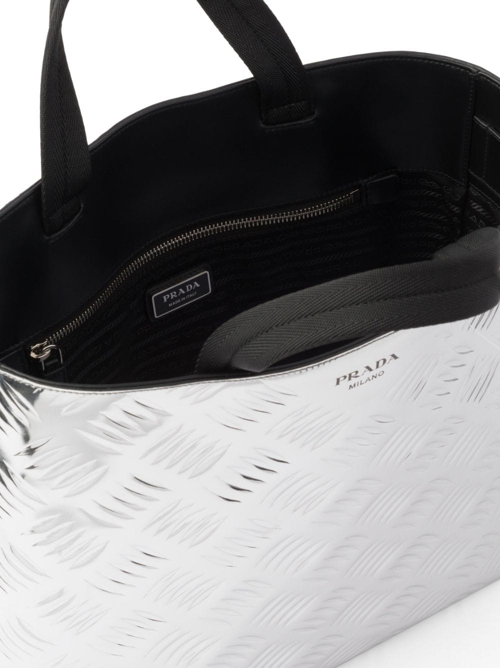 Pra*a textured metallic leather tote bag