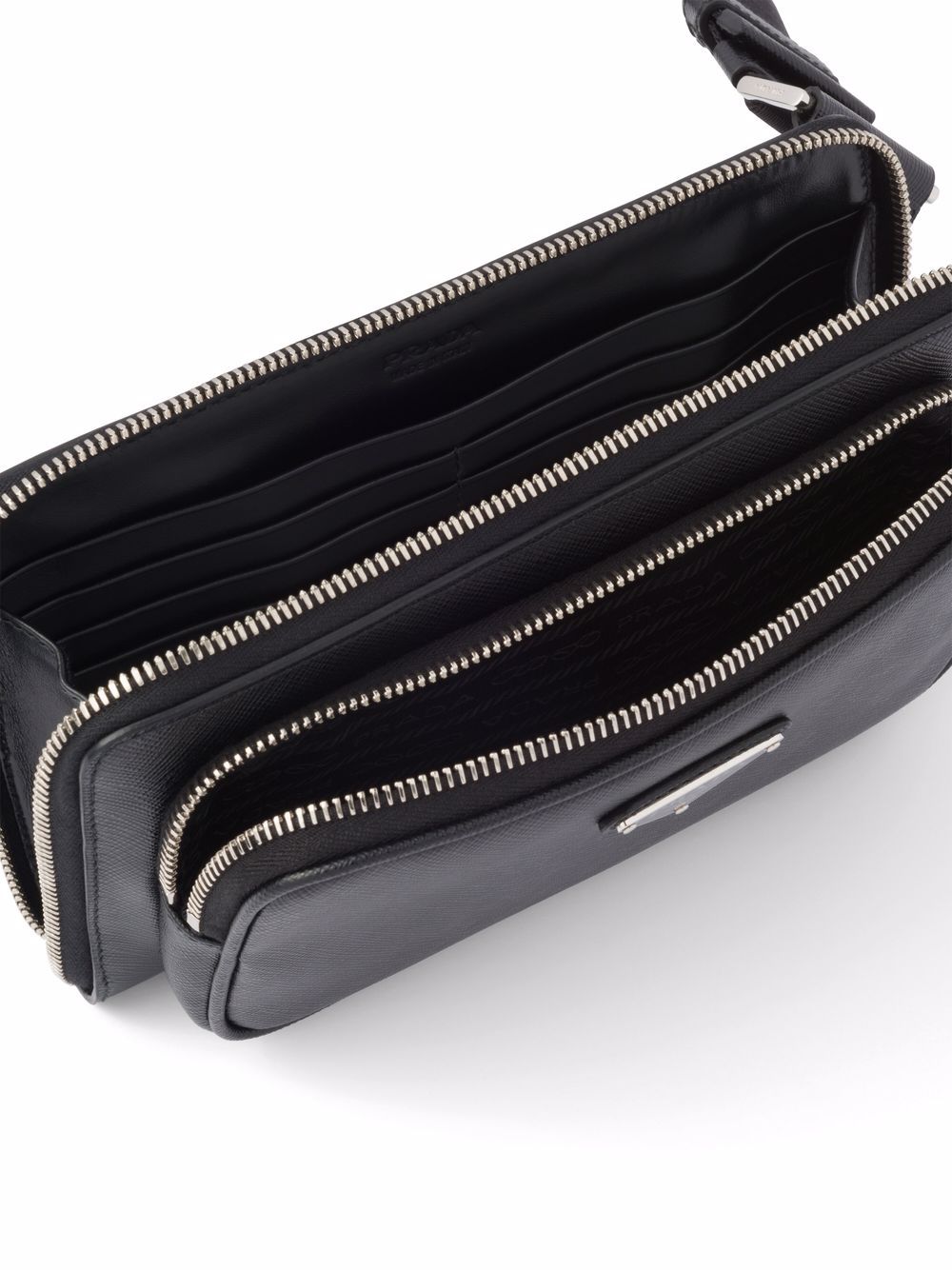 Pra*a logo plaque zipped crossbody bag