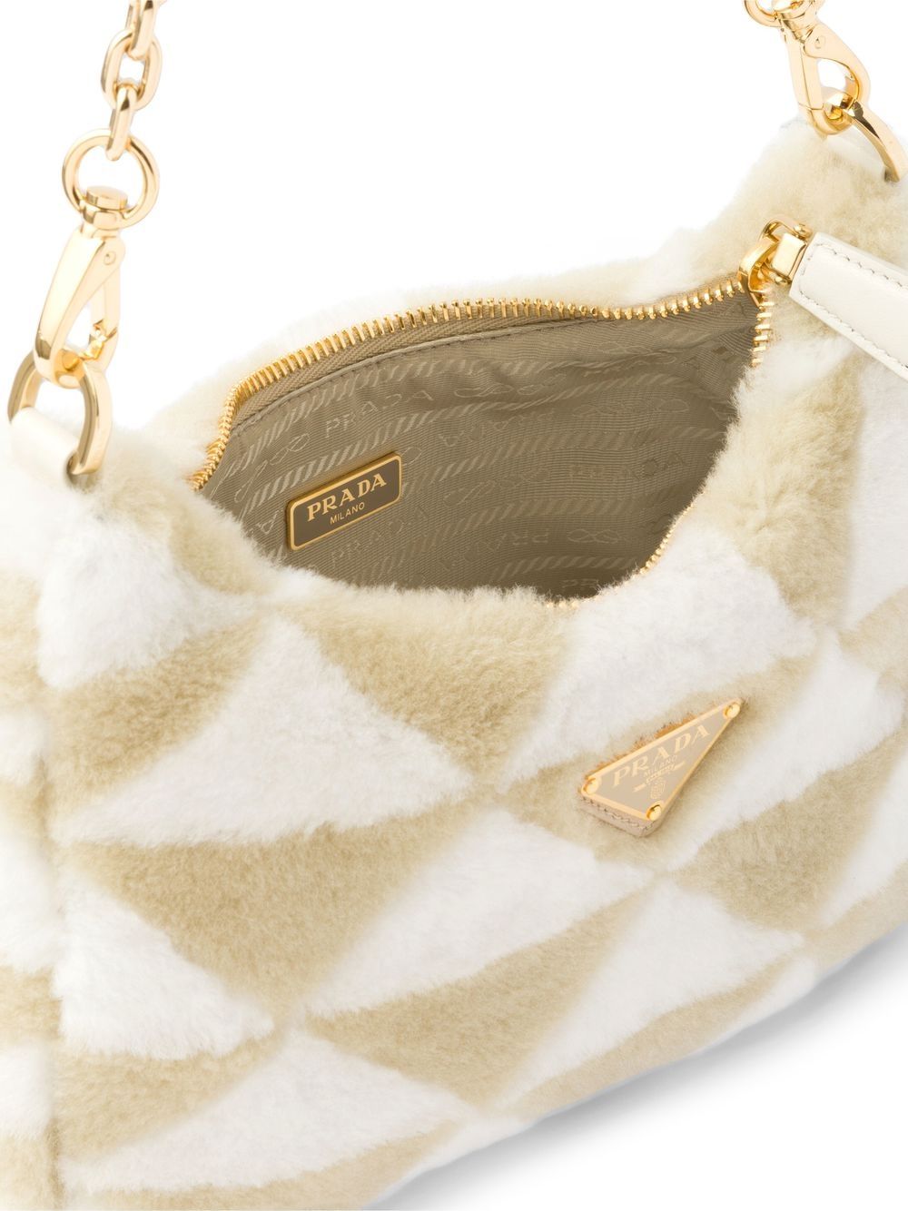 Pra*a re-edition shearling mini bag