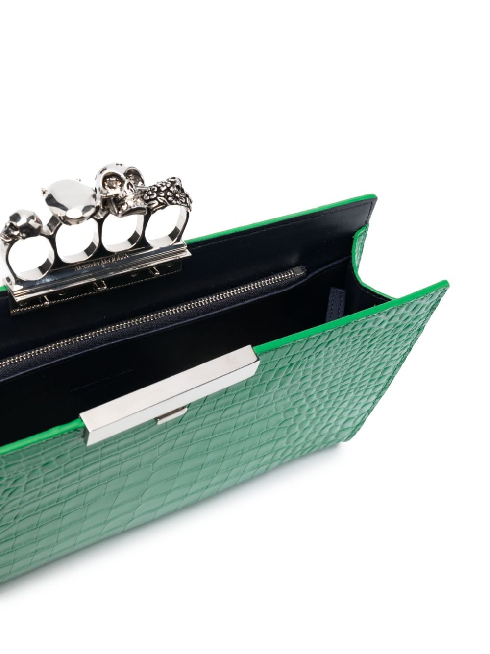 Alexander McQueen Jewelled crocodile-embossed clutch bag
