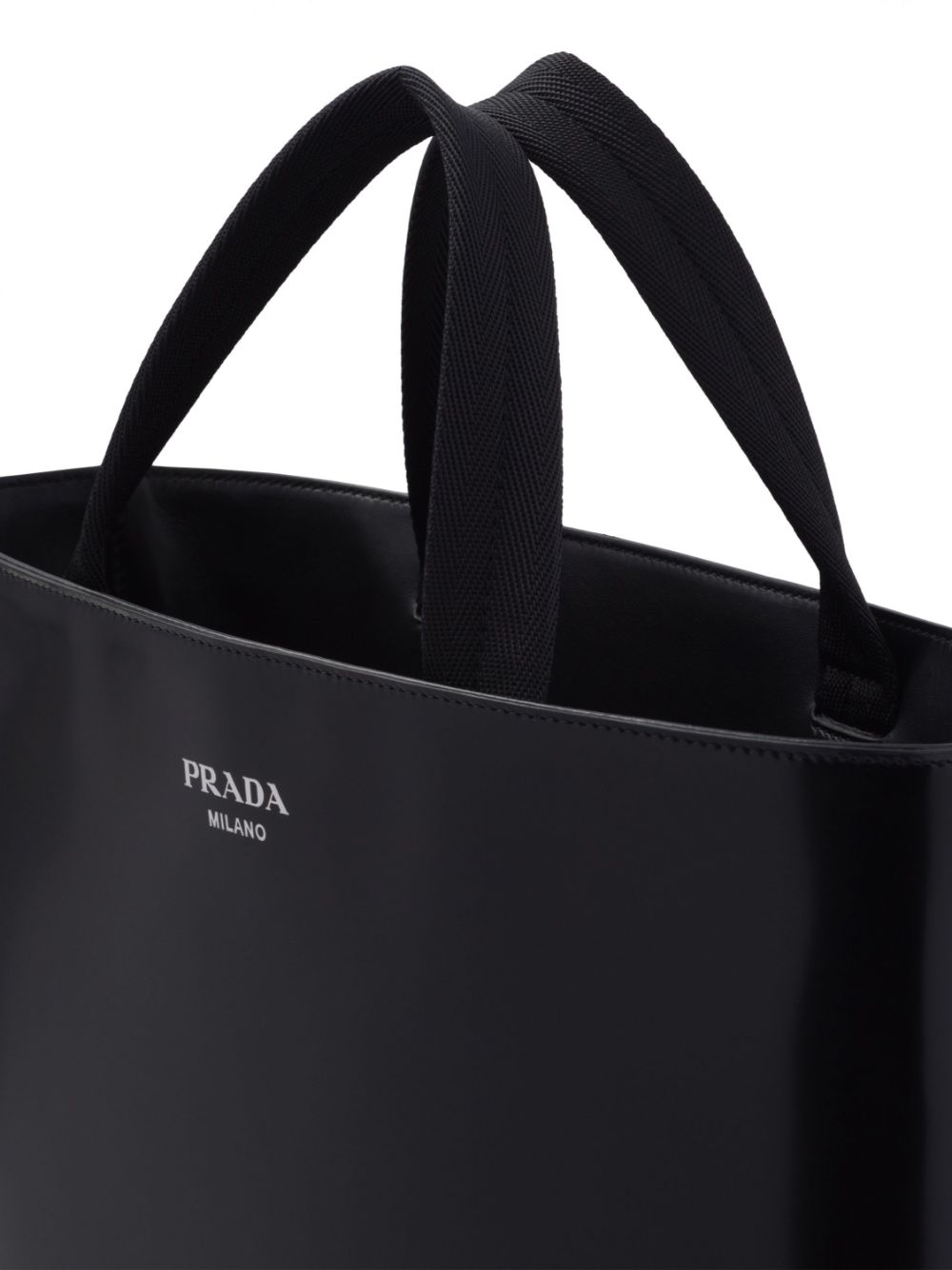 Pra*a logo-stamp leather tote bag
