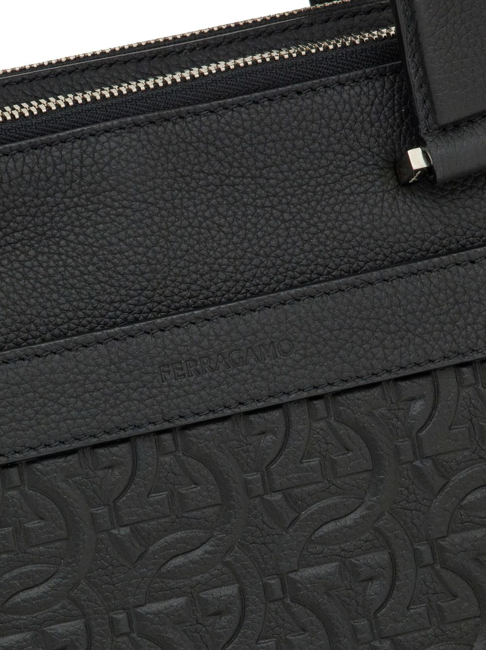 Ferragamo monogram-embossed leather briefcase