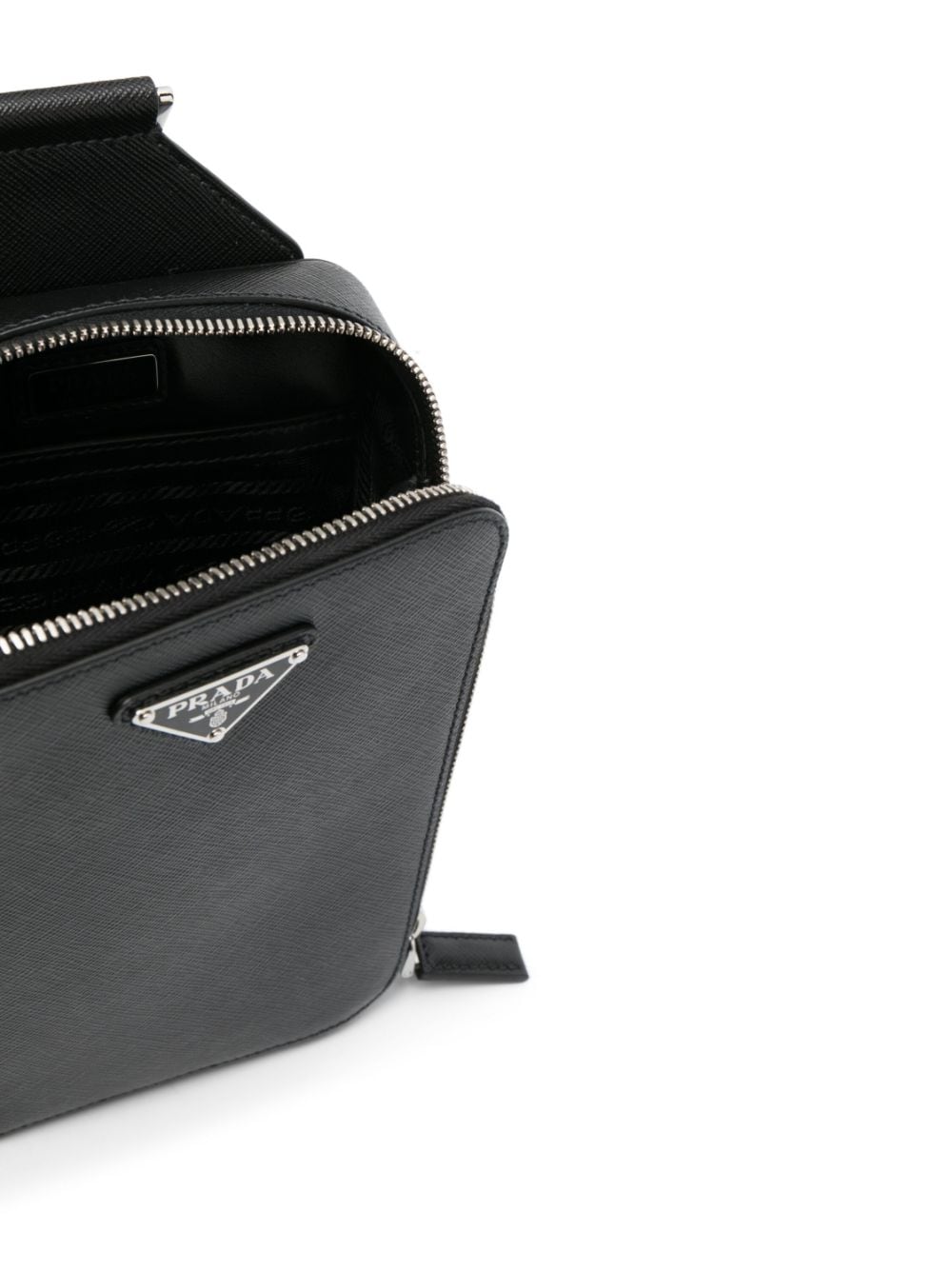 Pra*a triangle-logo leather messenger bag