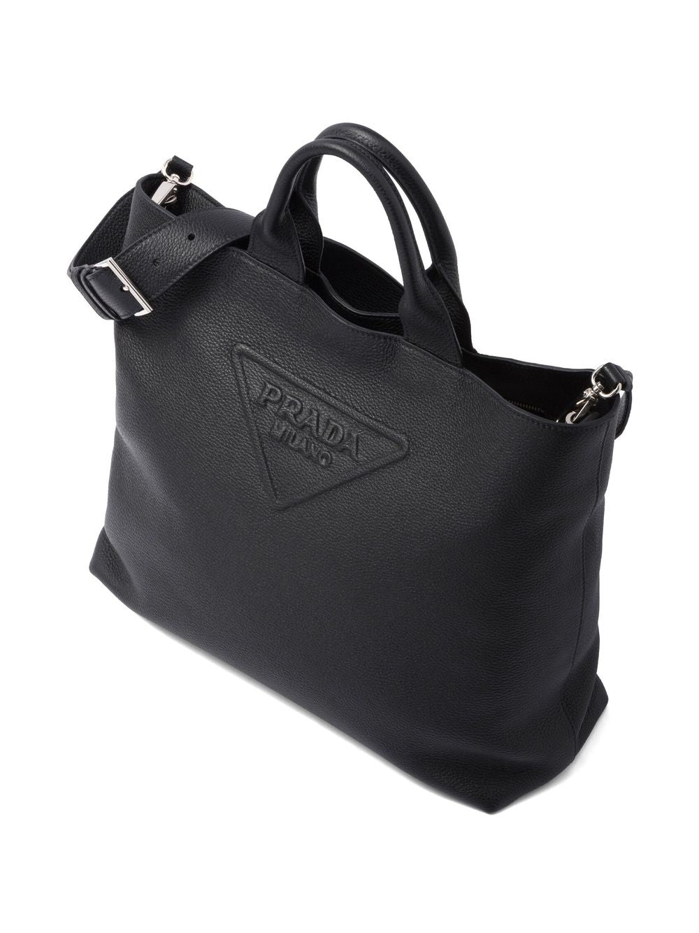 Pra*a logo-embossed leather tote bag