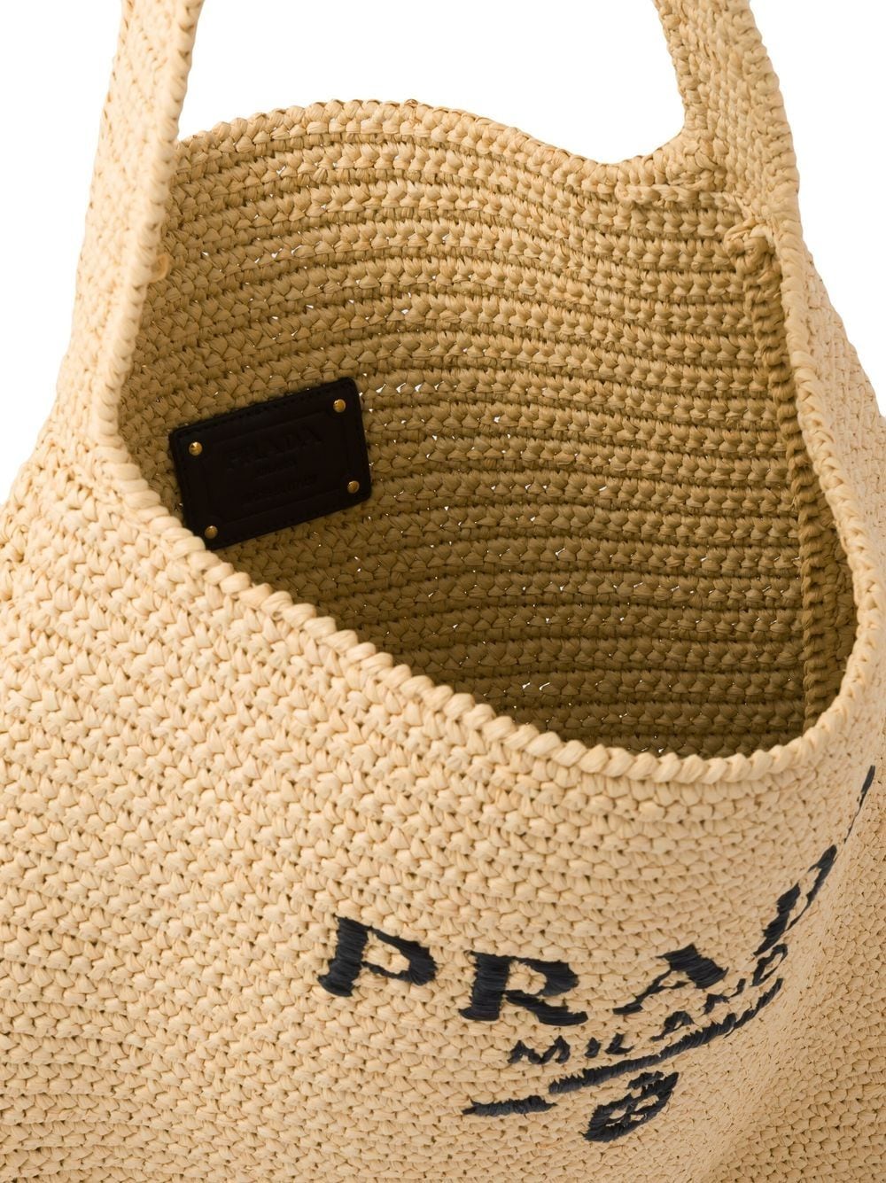 Pra*a logo-embroidered raffia tote bag