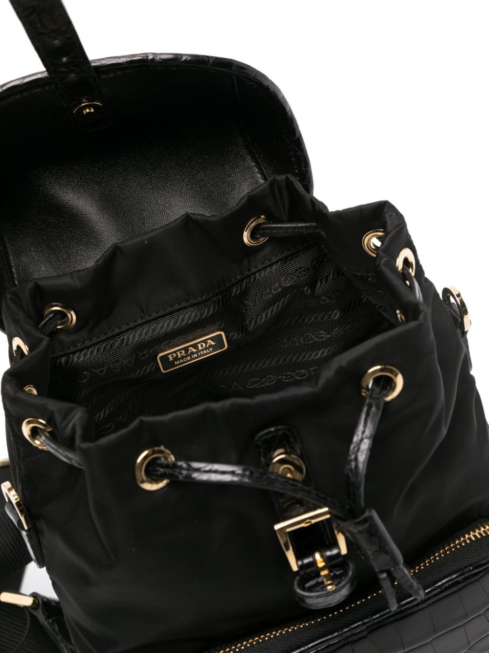 Pra*a logo-plaque leather backpack