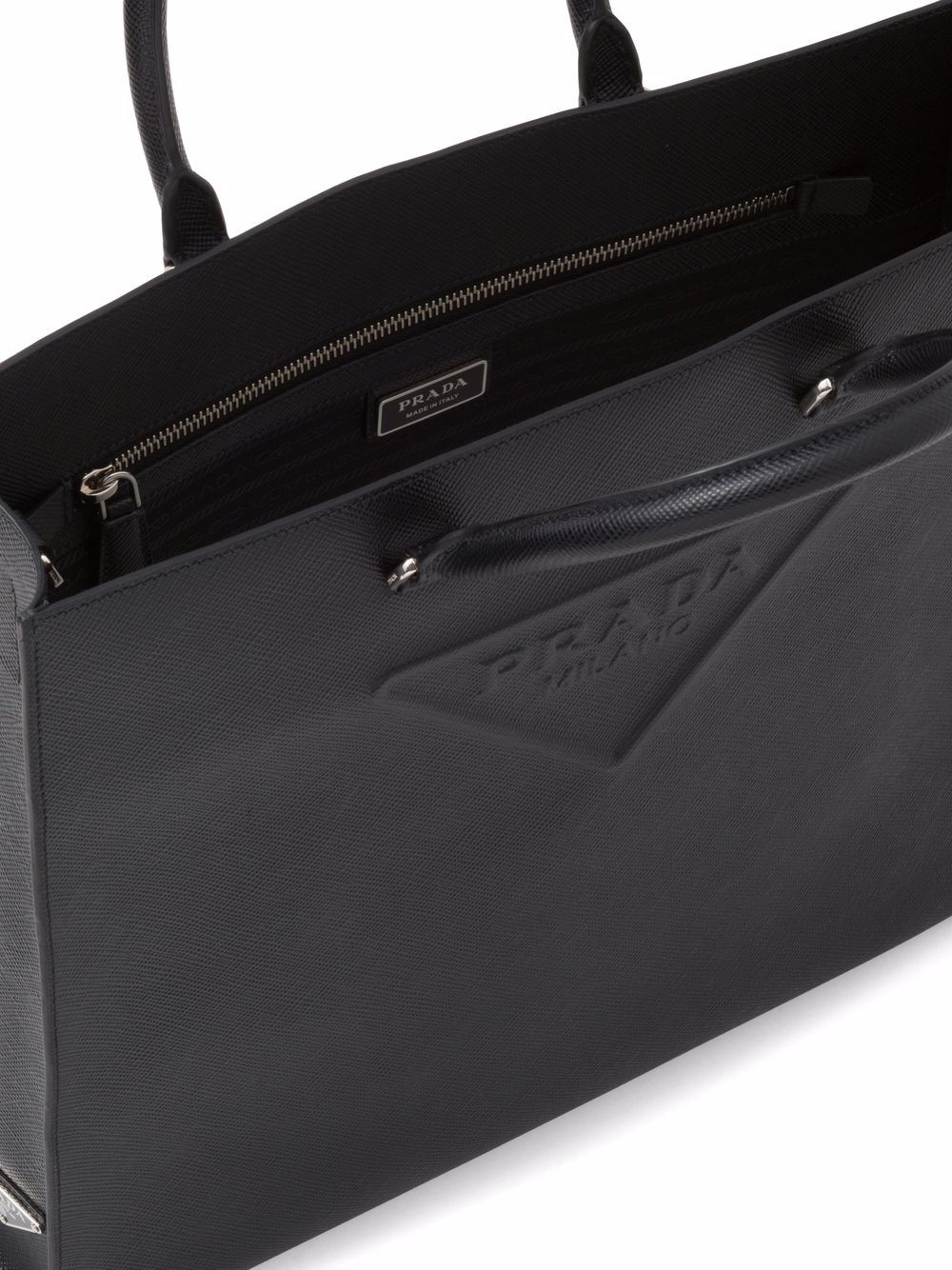 Pra*a logo-embossed saffiano leather tote