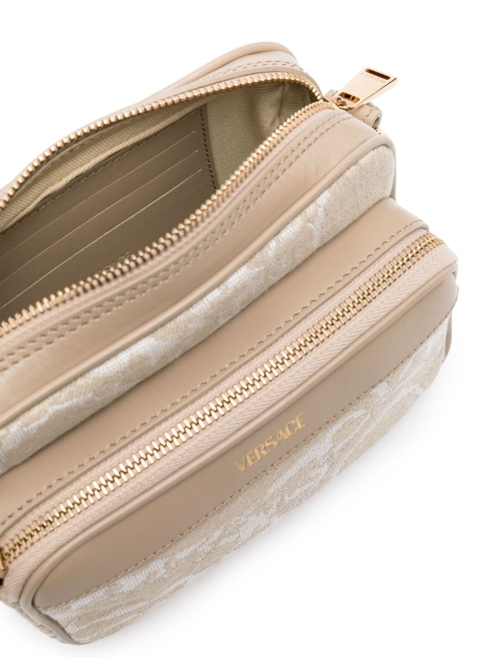 Versace Barocco-jacquard leather messenger bag