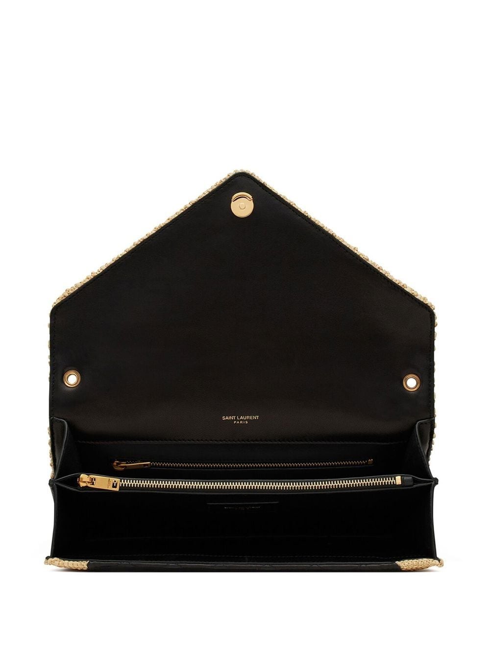 Saint Laurent Gaby raffia quilted-leather satchel