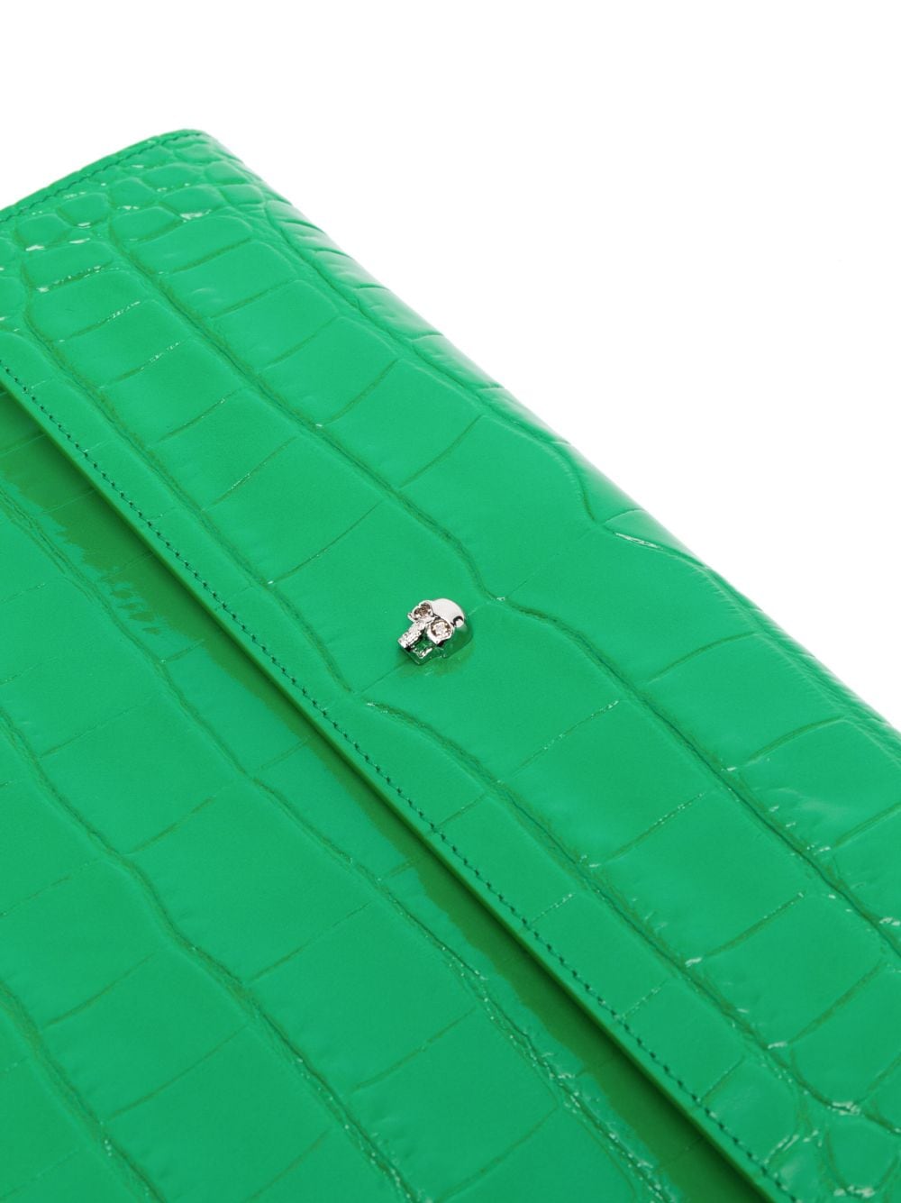 Alexander McQueen crocodile-embossed envelope clutch bag
