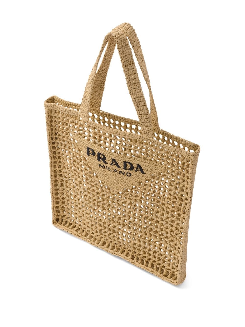Pra*a woven-logo raffia tote bag