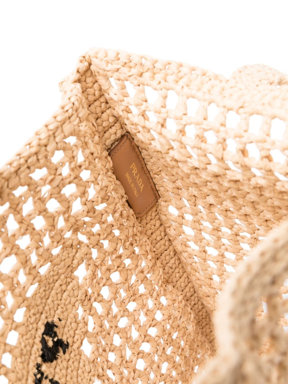 Pra*a triangle-logo raffia tote bag