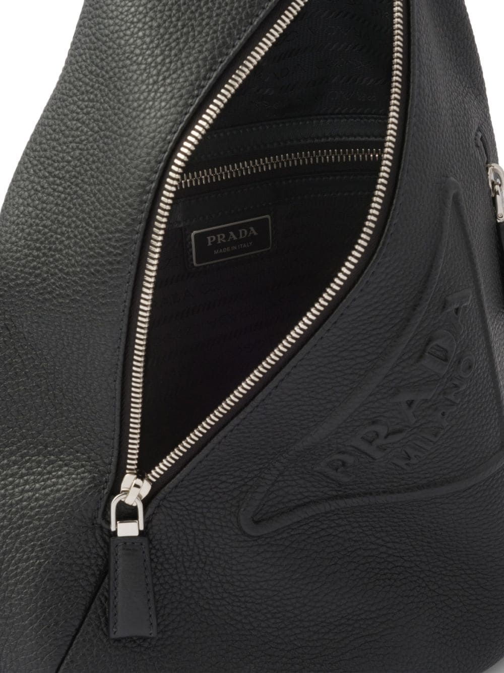 Pra*a logo-stamp leather backpack