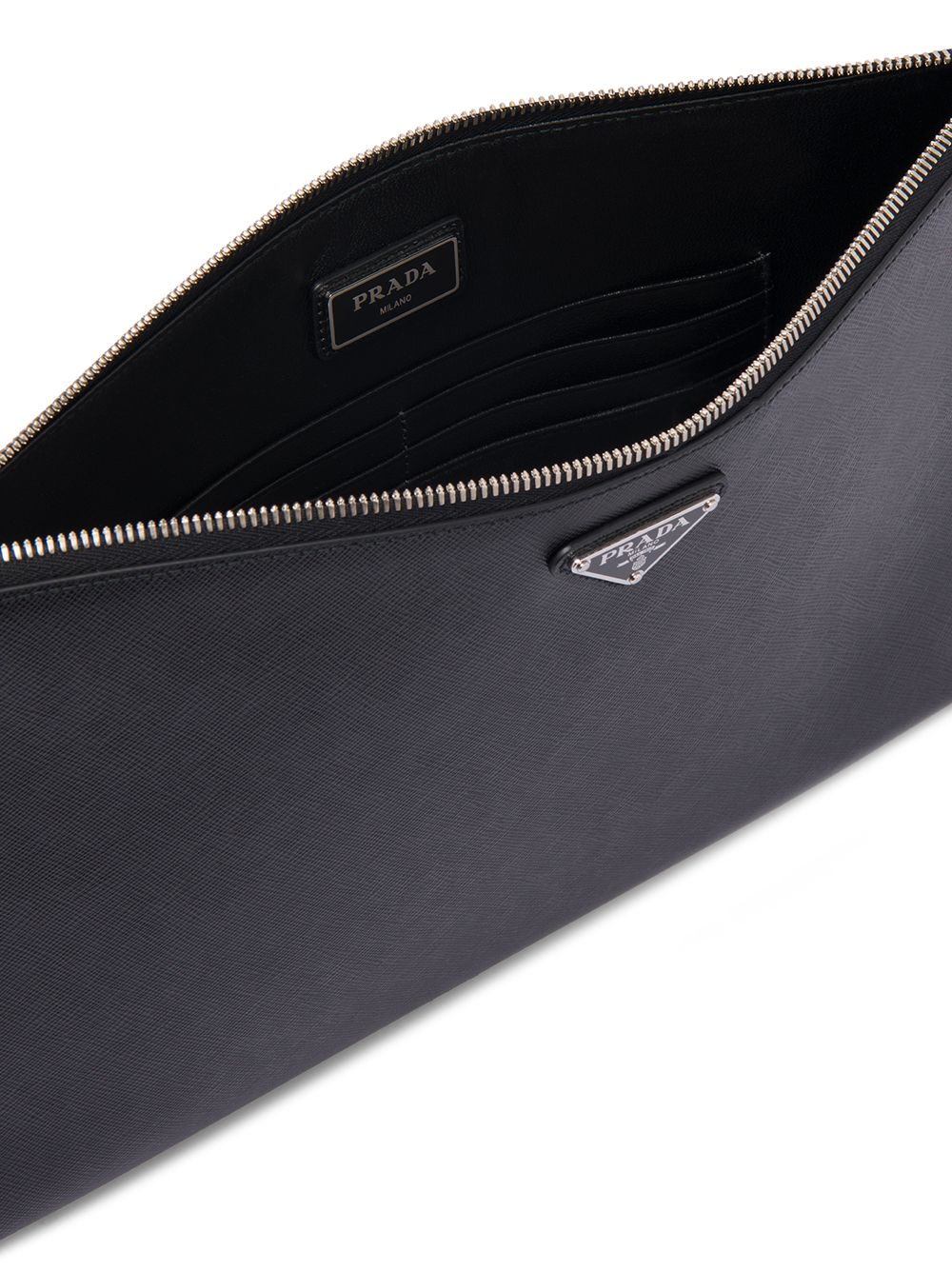 Pra*a logo plaque saffiano pouch