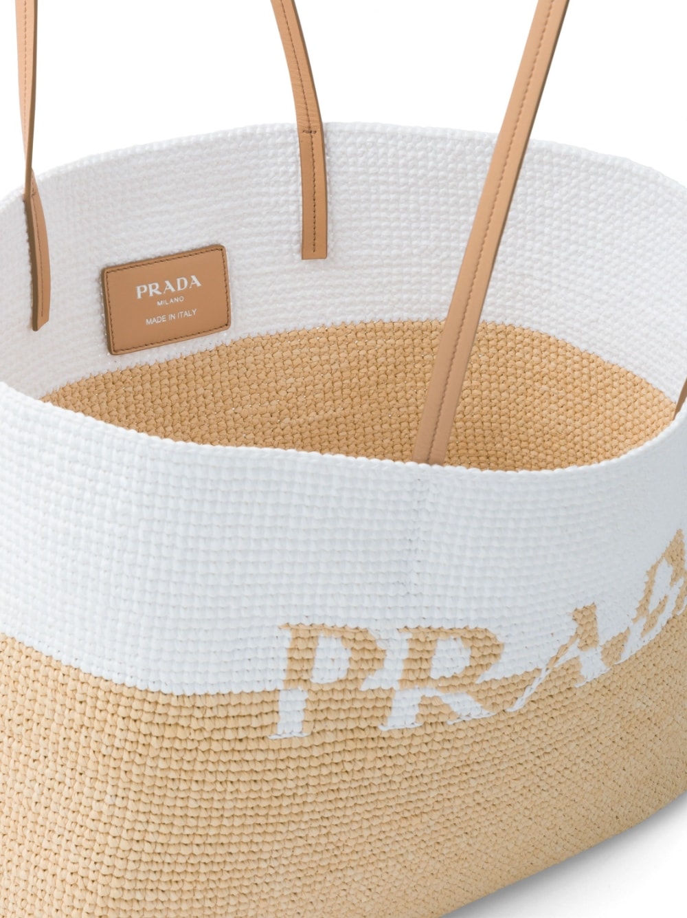 Pra*a logo raffia tote bag