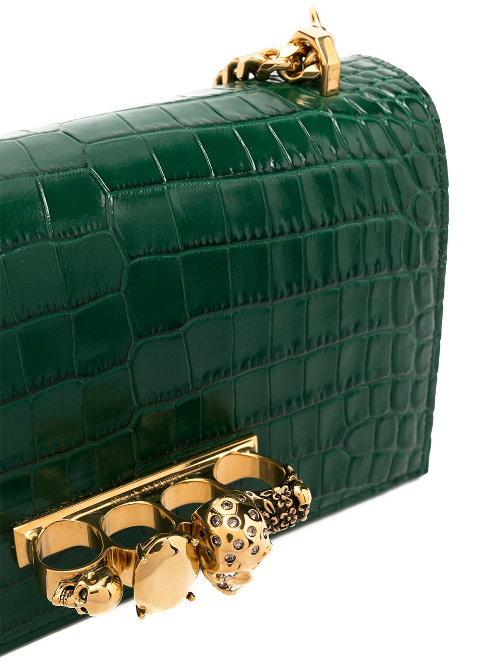 Alexander McQueen Jewelled crocodile-effect satchel