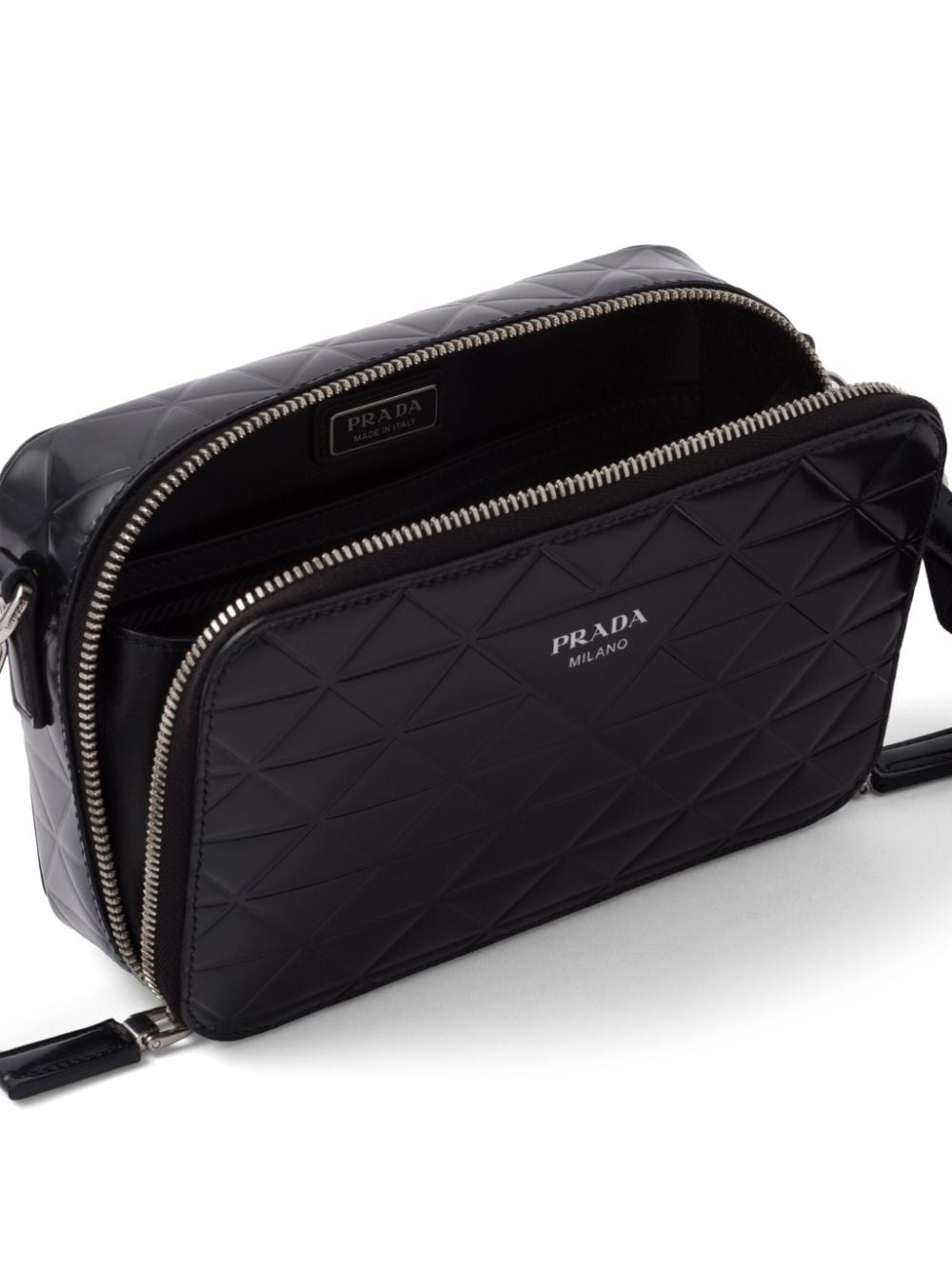 Pra*a brique logo-print leather shoulder bag