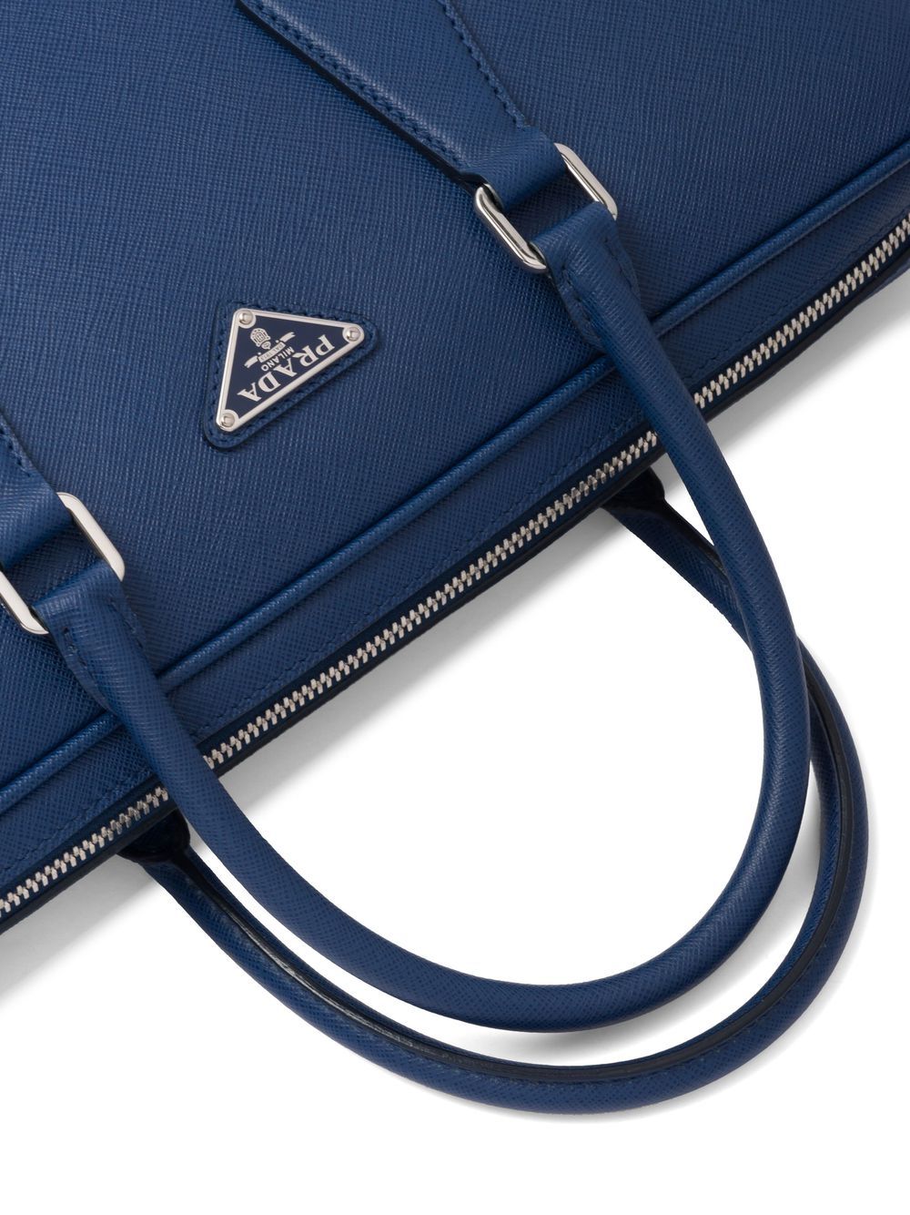 Pra*a triangle-logo saffiano leather briefcase