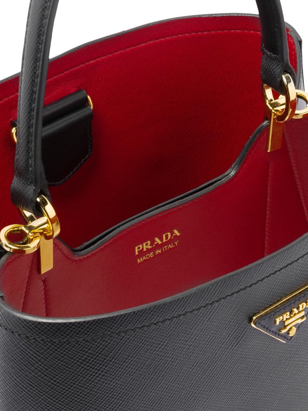 Pra*a double saffiano leather bag