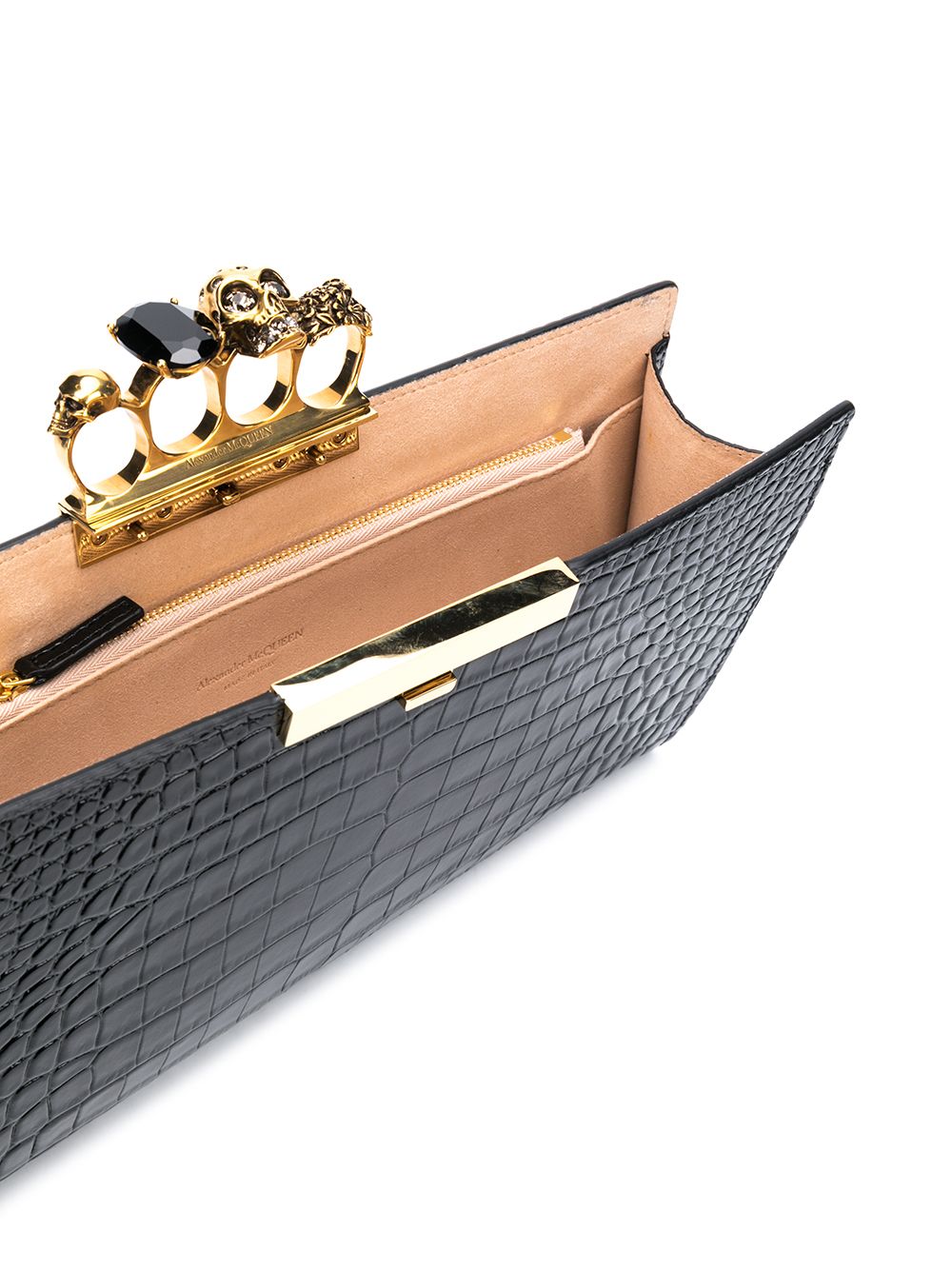 Alexander McQueen Four Ring embossed clutch bag