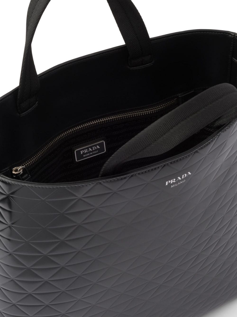 Pra*a embossed-print leather tote bag