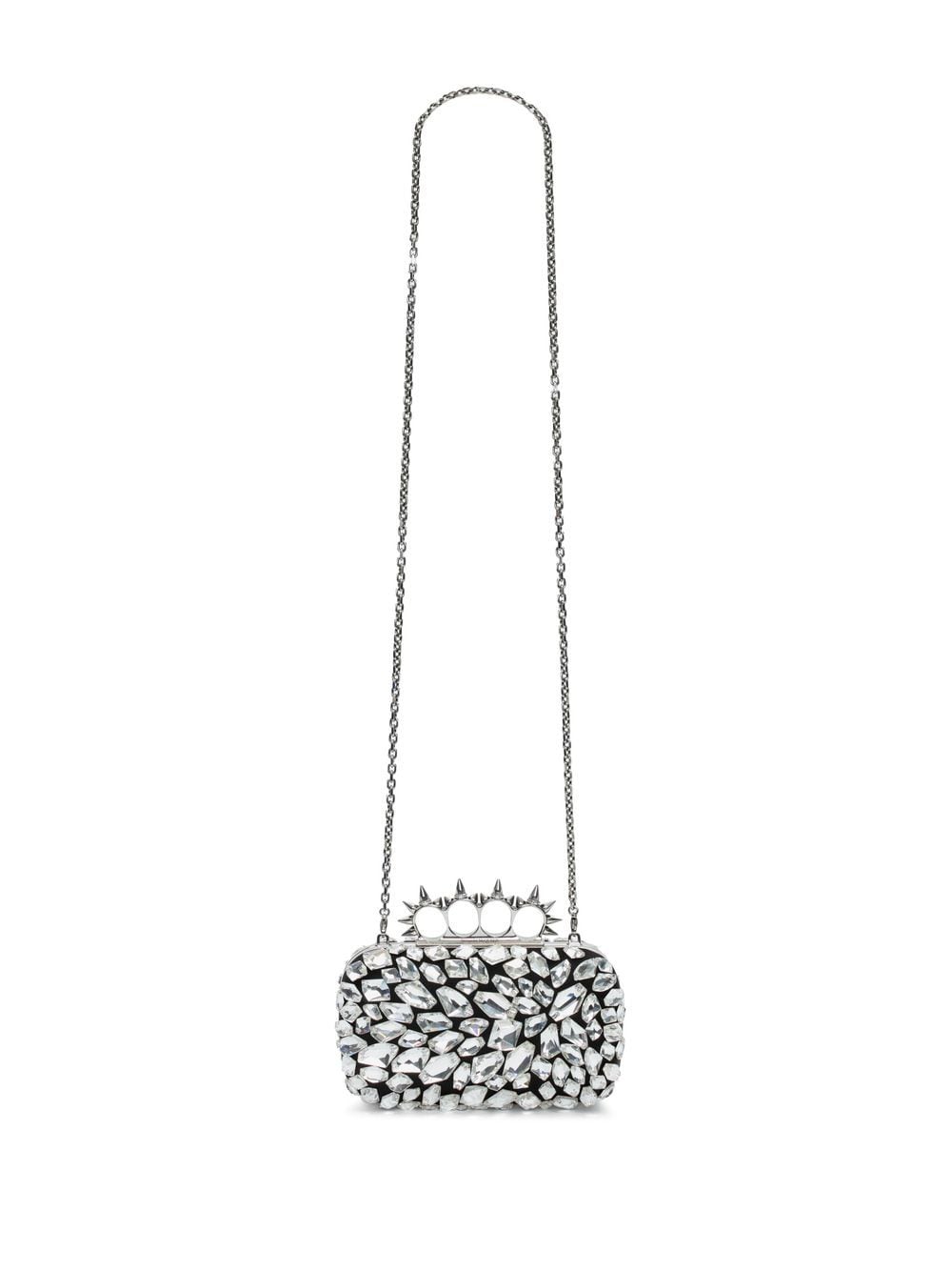 Alexander McQueen crystal-embellishment four-ring clutch bag