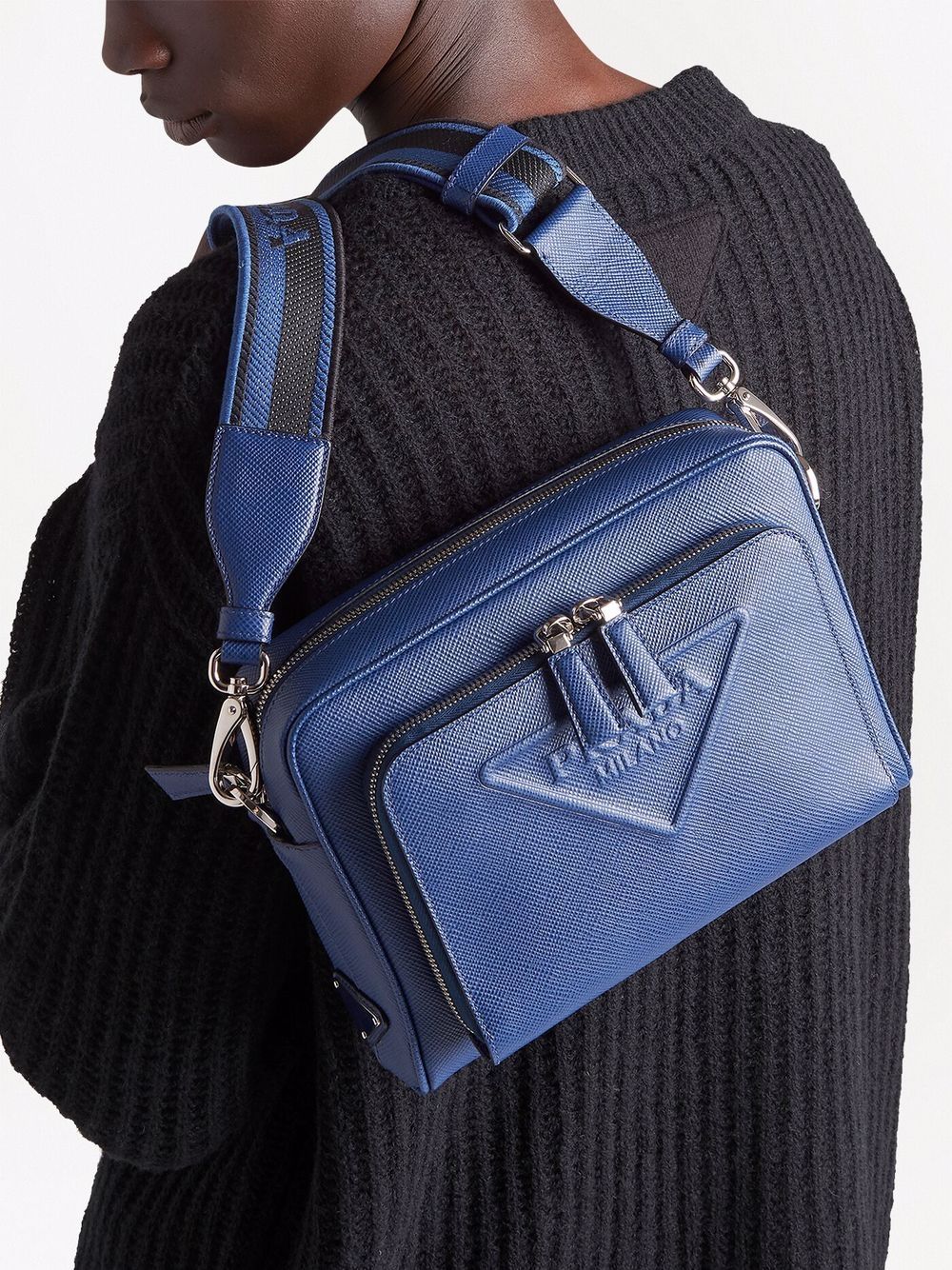 Pra*a logo-embossed saffiano leather bag