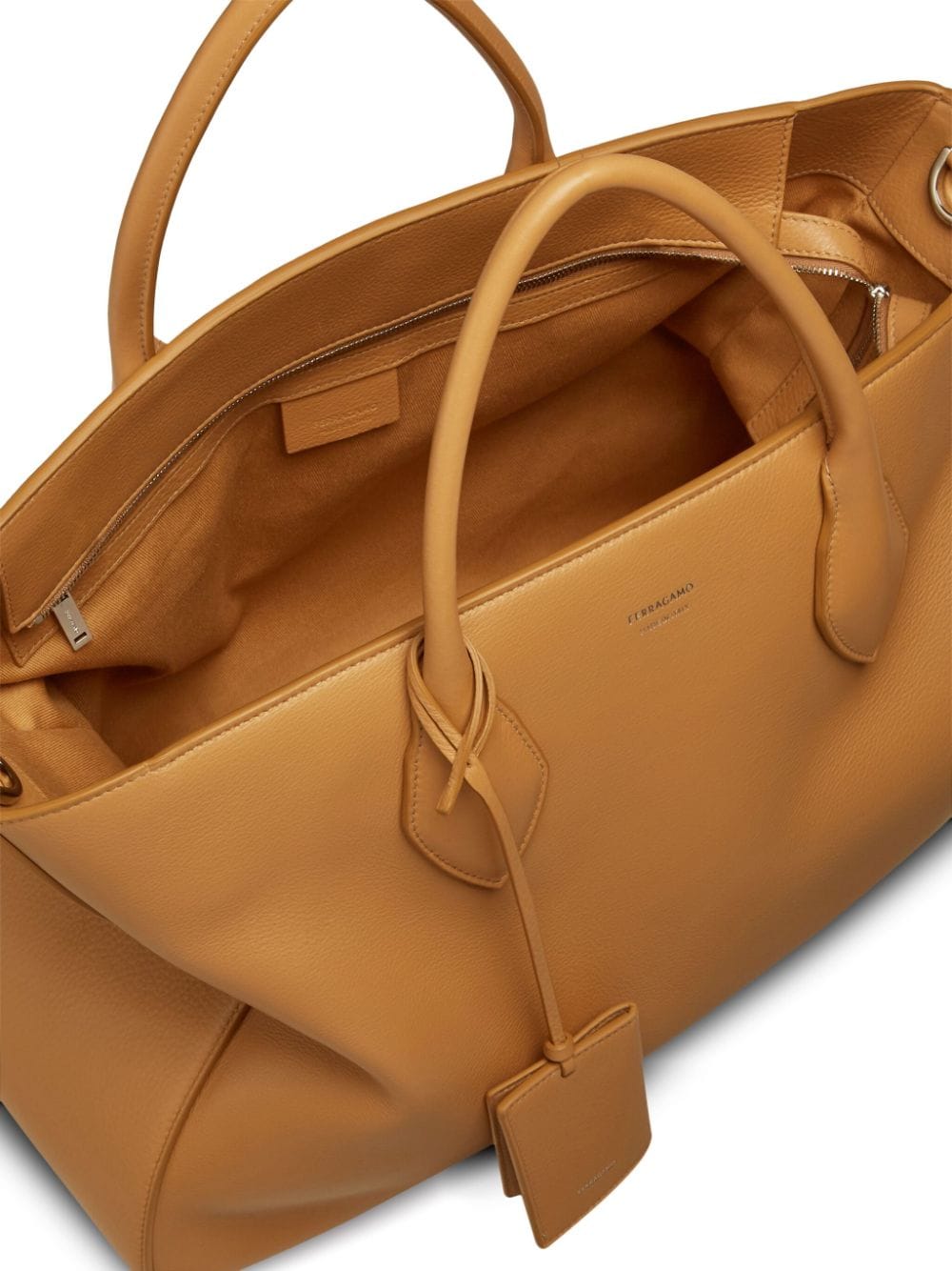 Ferragamo logo-print leather tote bag