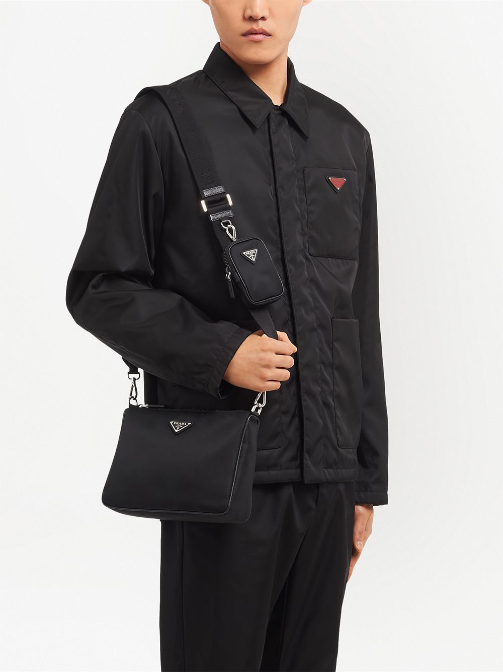 Pra*a logo-plaque shoulder bag