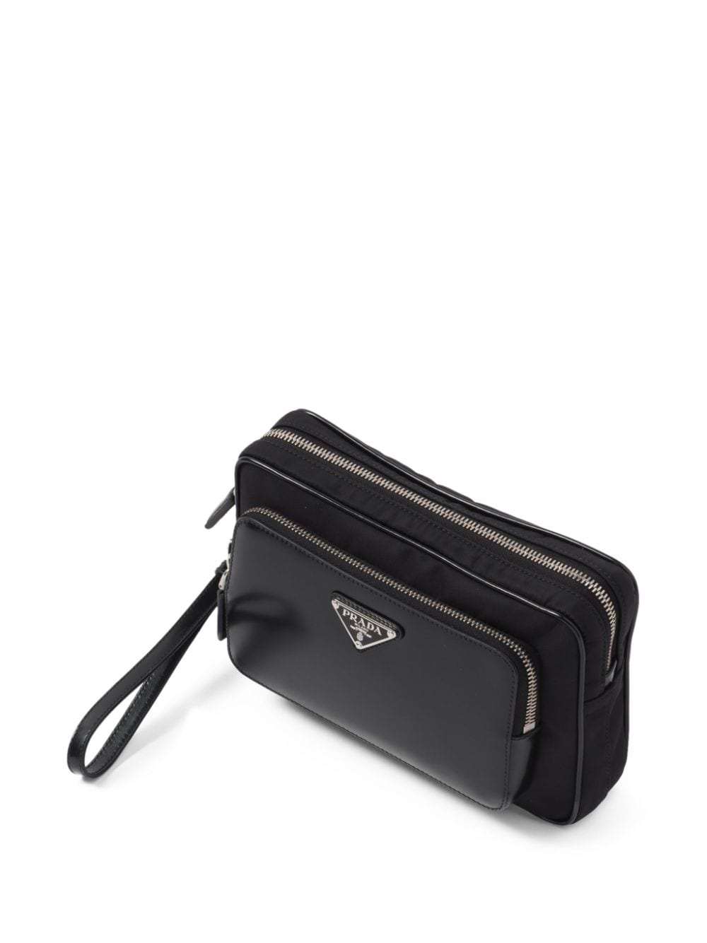 Pra*a triangle-logo panelled clutch bag