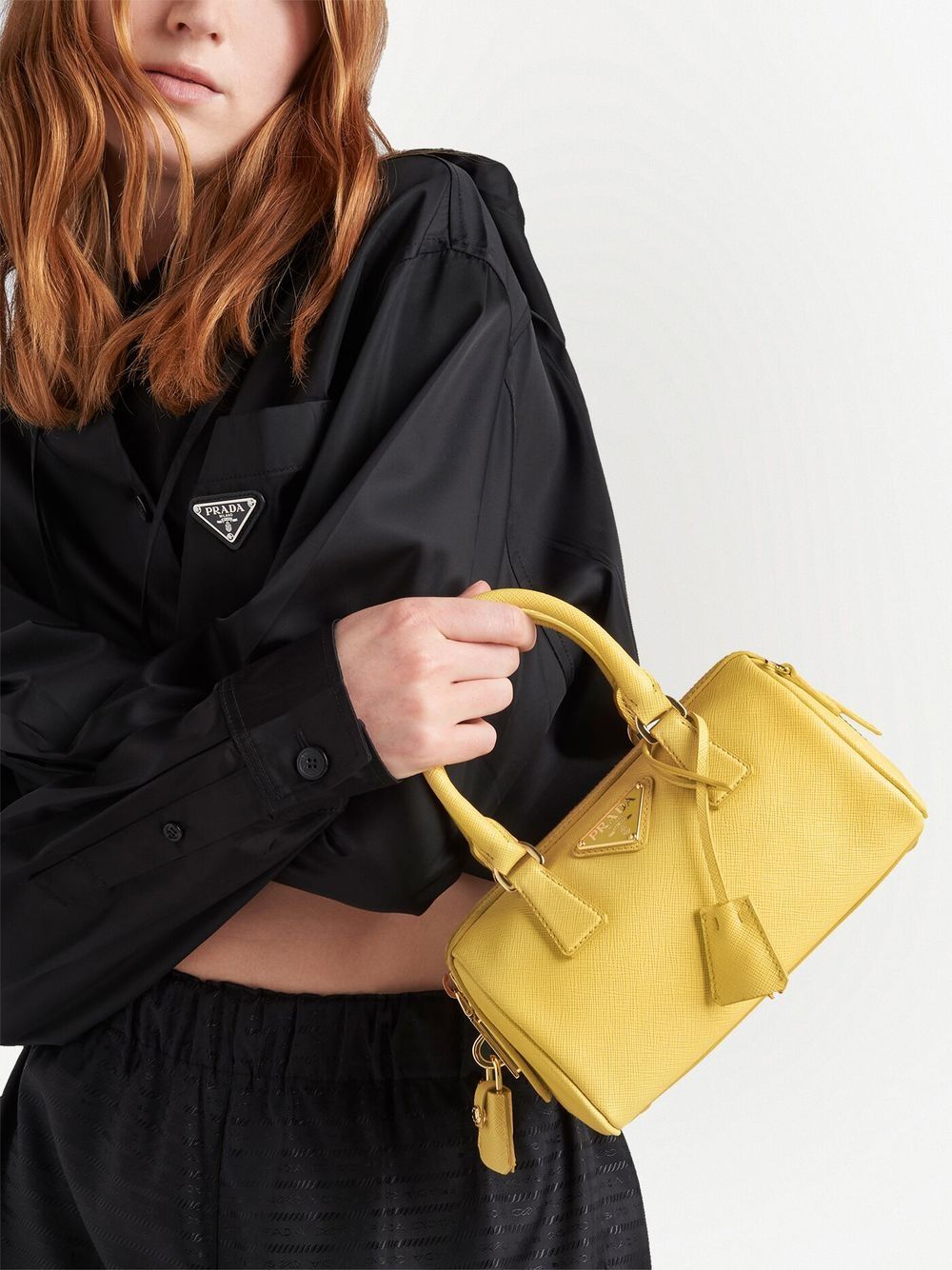 Pra*a leather top handle bag