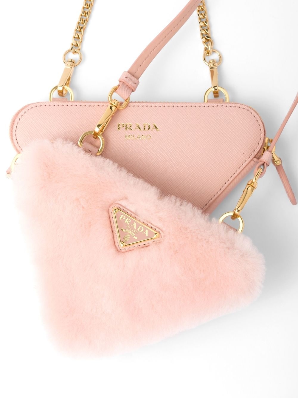 Pra*a mini shearling crossbody bag