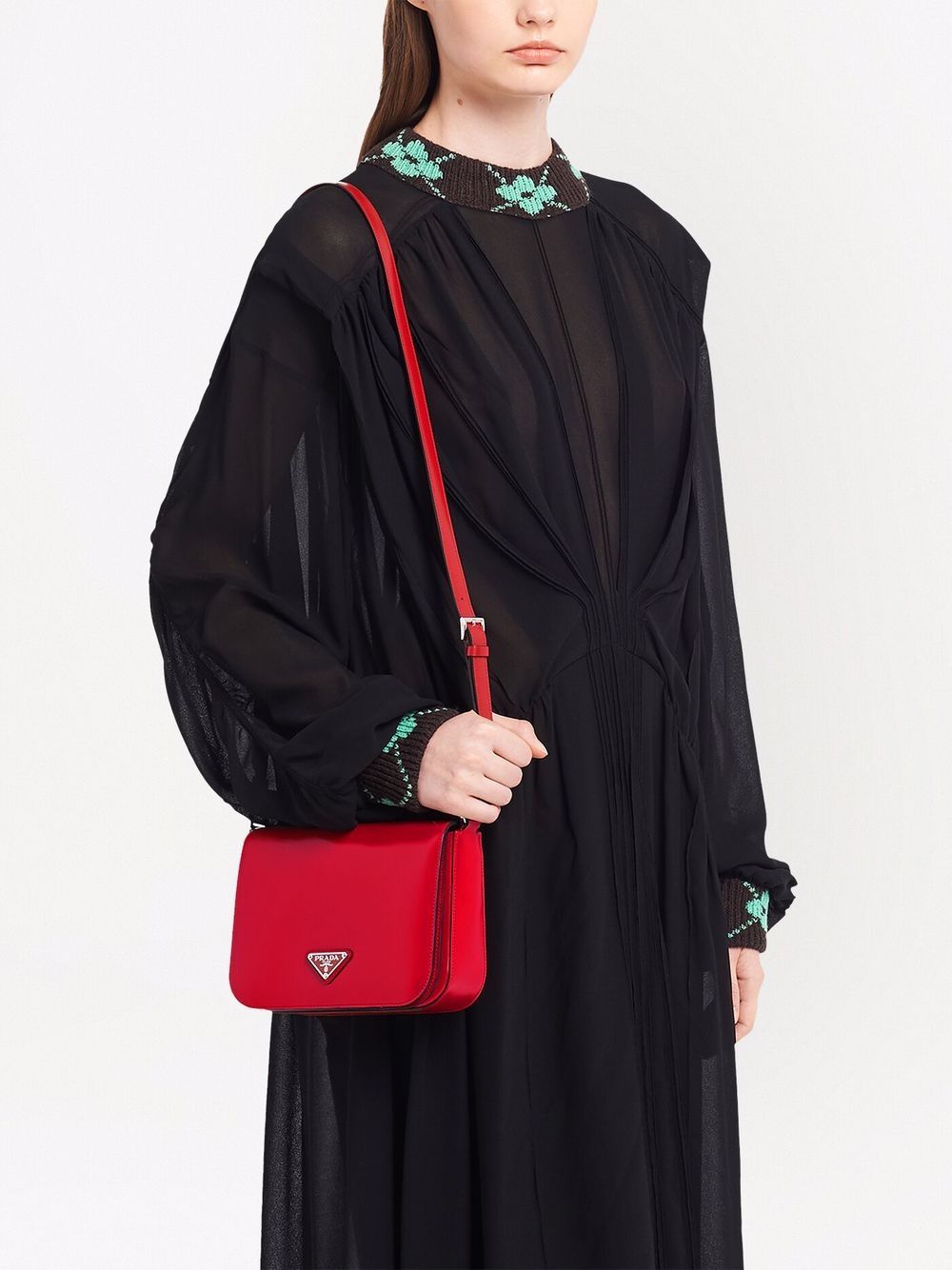 Pra*a brushed leather shoulder bag