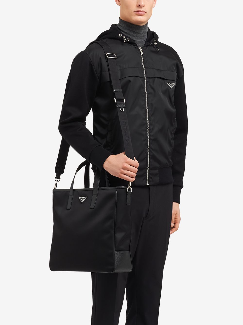 Pra*a re-nylon logo tote bag