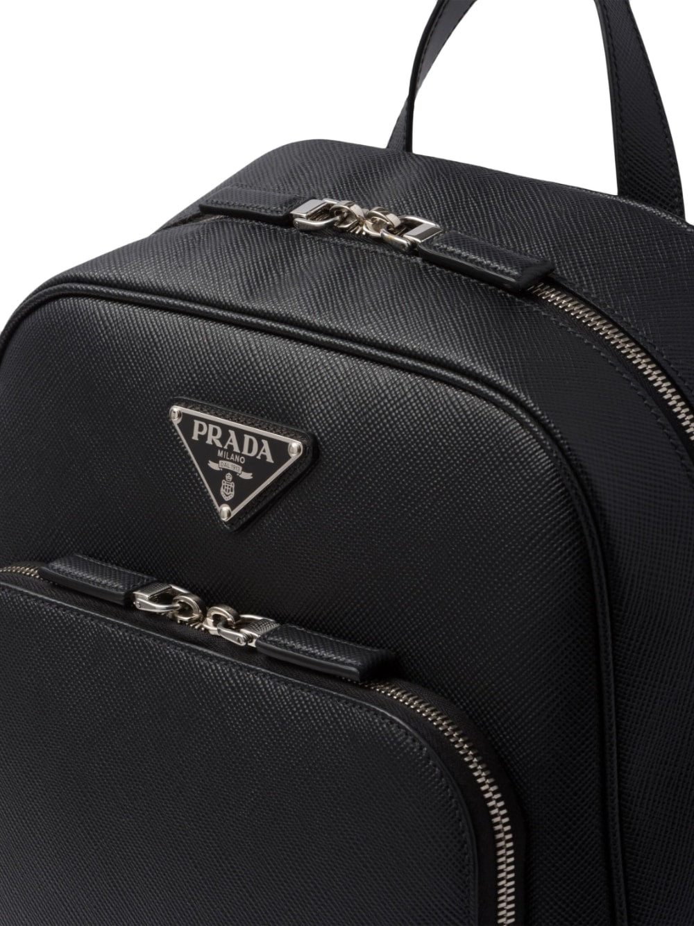 Pra*a saffiano-leather triangle-logo backpack