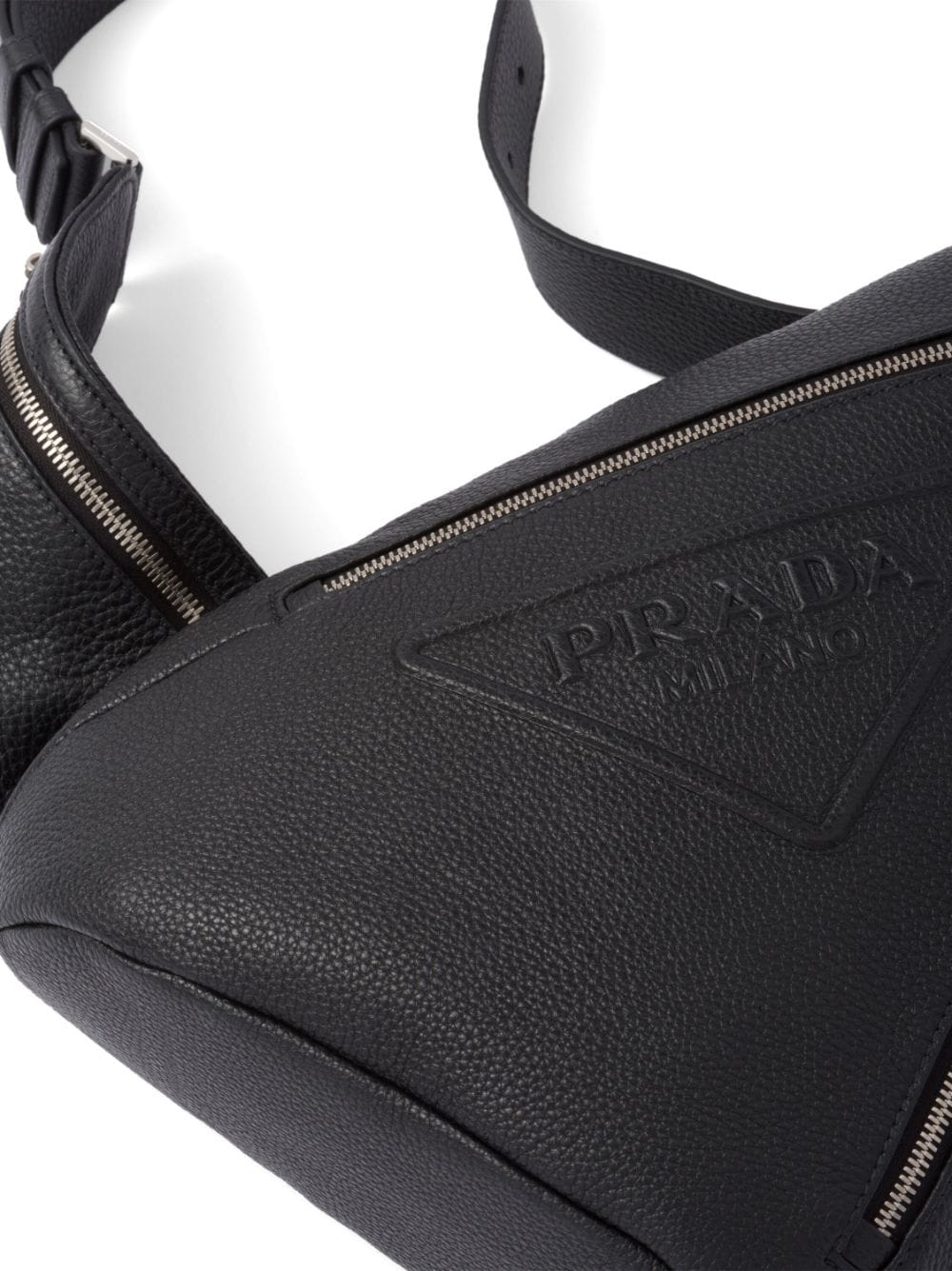 Pra*a logo-stamp leather backpack